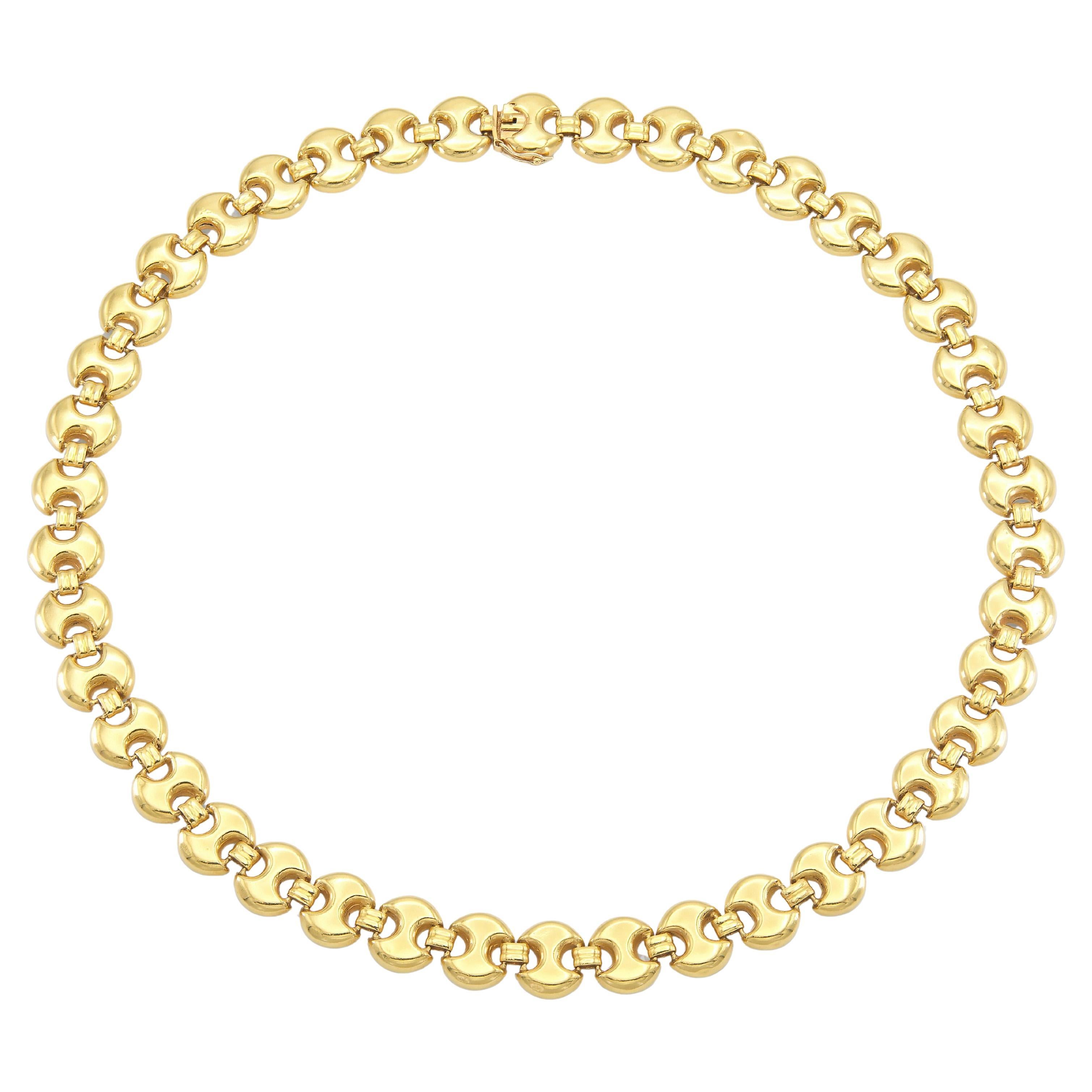 Vintage 1970s Gold Circle Link Chain Necklace For Sale