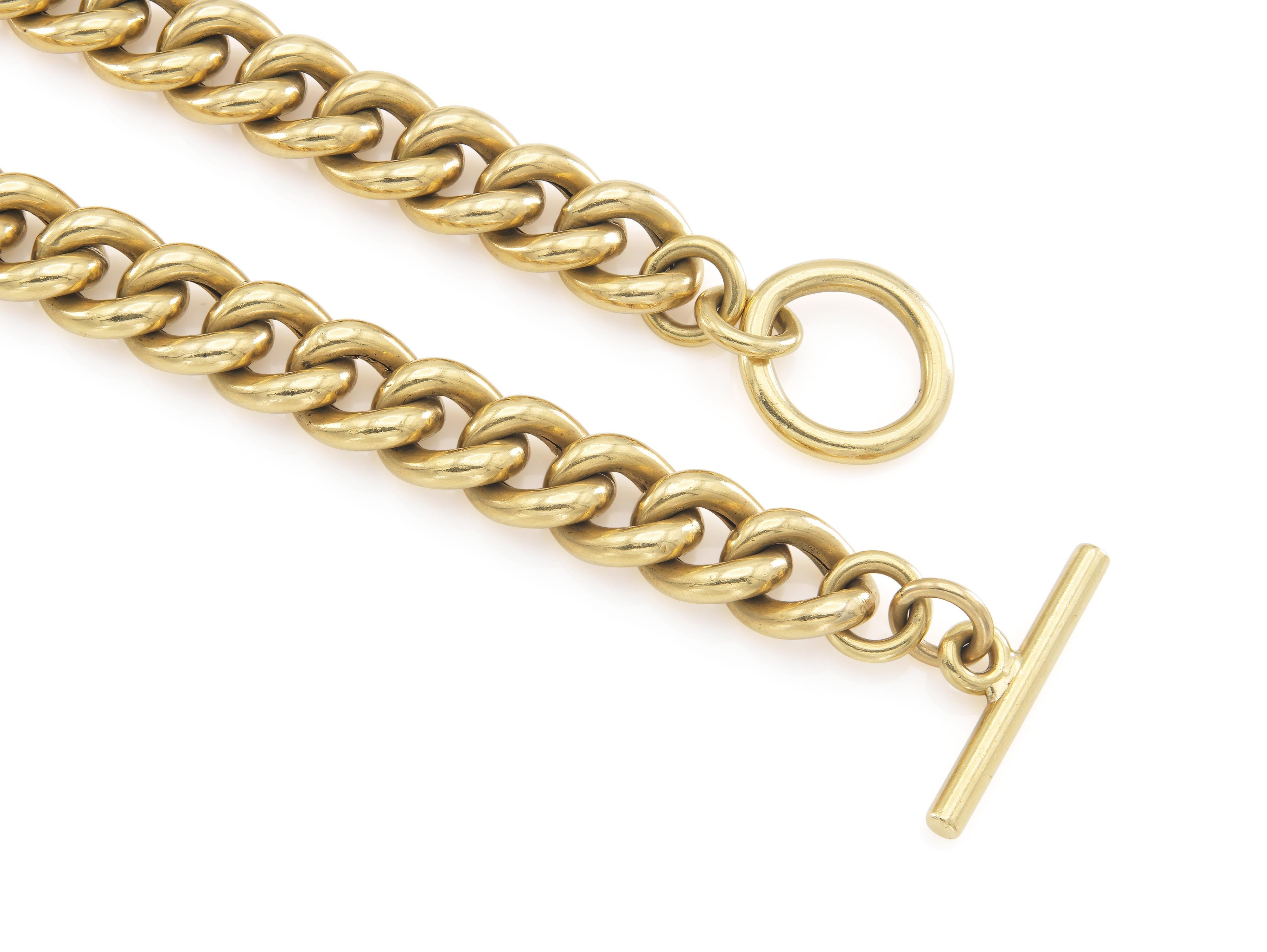 Women's Vintage 1970s Gold Curb Link Toggle Necklace