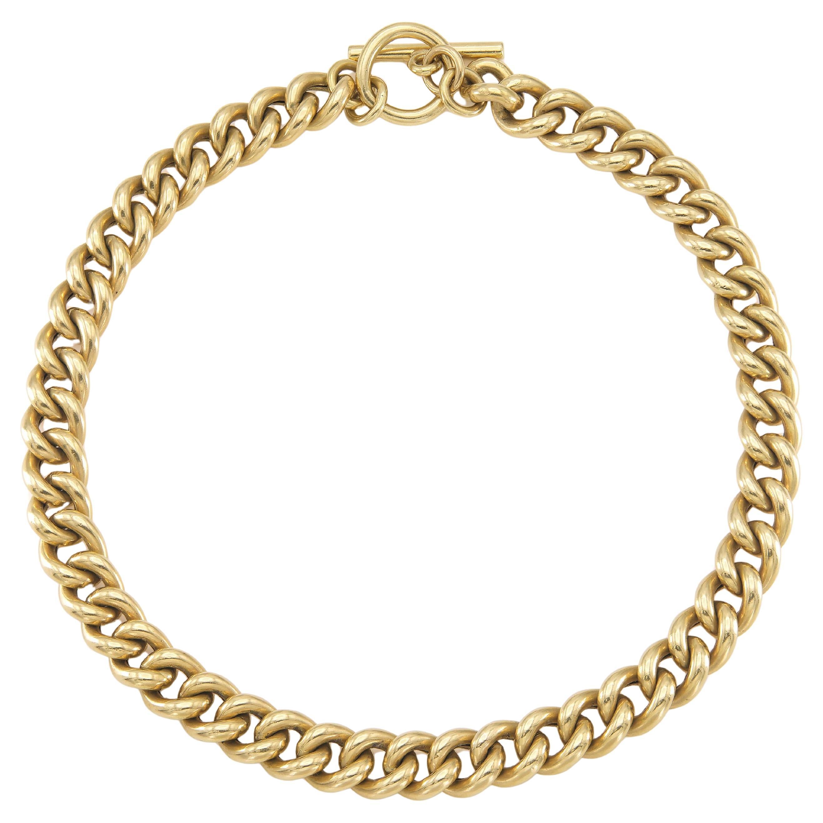 Vintage 1970s Gold Curb Link Toggle Necklace
