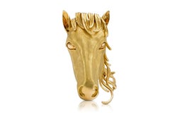 Vintage 1970s Gold Horse Brooch