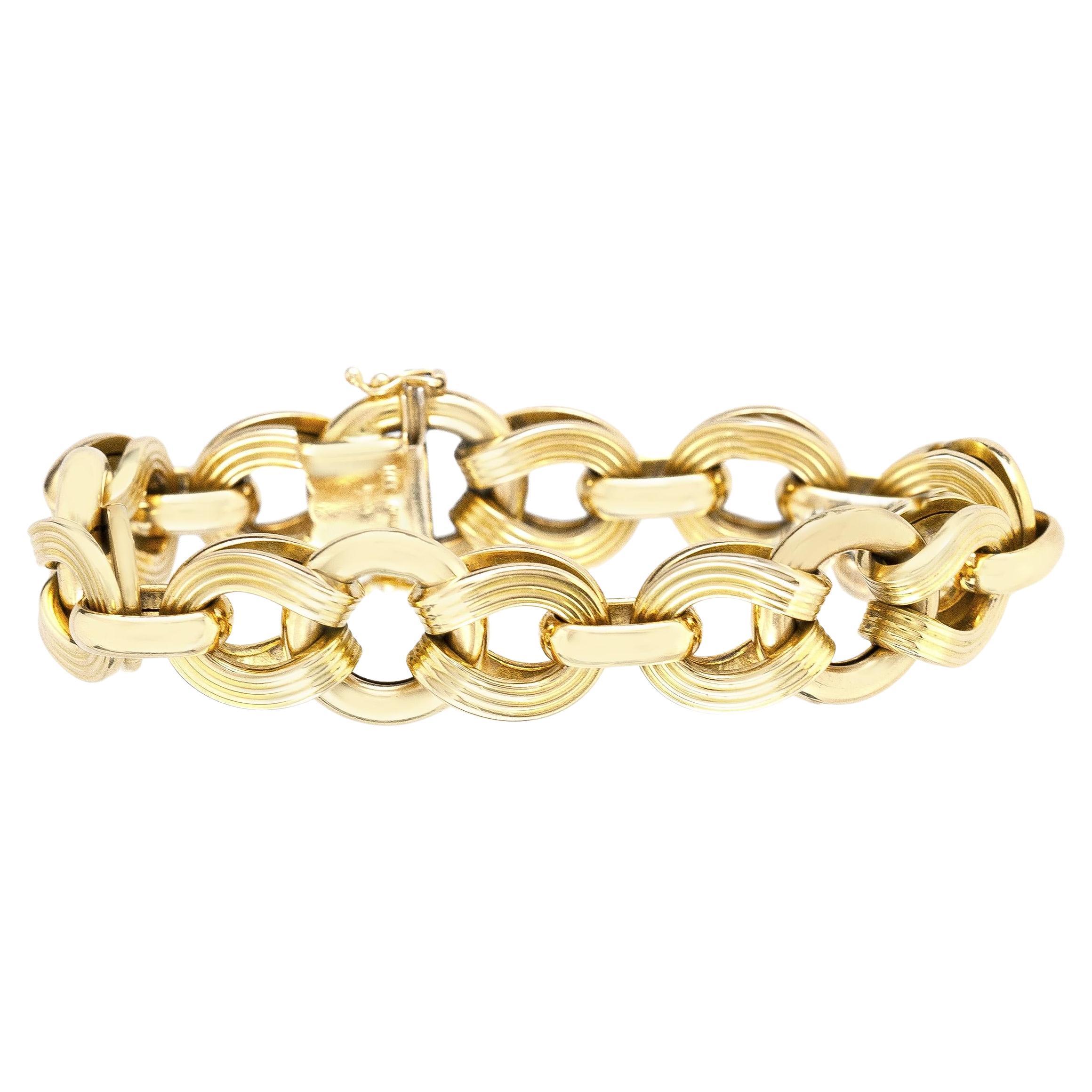 Bracelet à maillons dorés vintage des années 1970