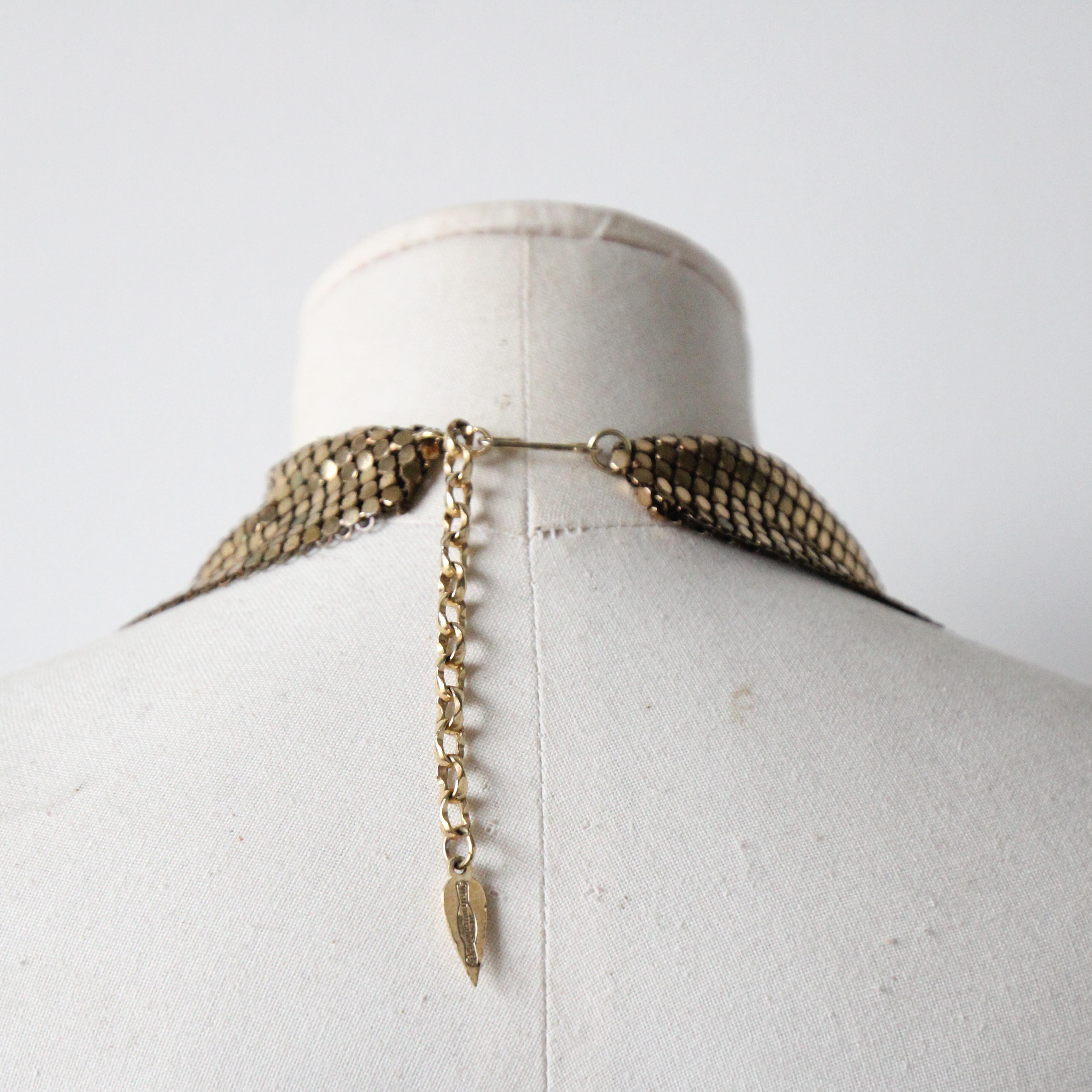 Collar de malla dorada vintage de los años 70 Whiting & Davis Collar de malla con plumín en Bueno estado para la venta en Cheltenham, GB