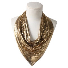 Vintage 1970's Gold Mesh Whiting & Davis Cowl Mesh Necklace Nib Necklace Mesh