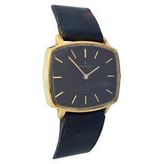 Vintage 1970s Gold-Plated and Stainless Steel Black Dial Mechanical Watch