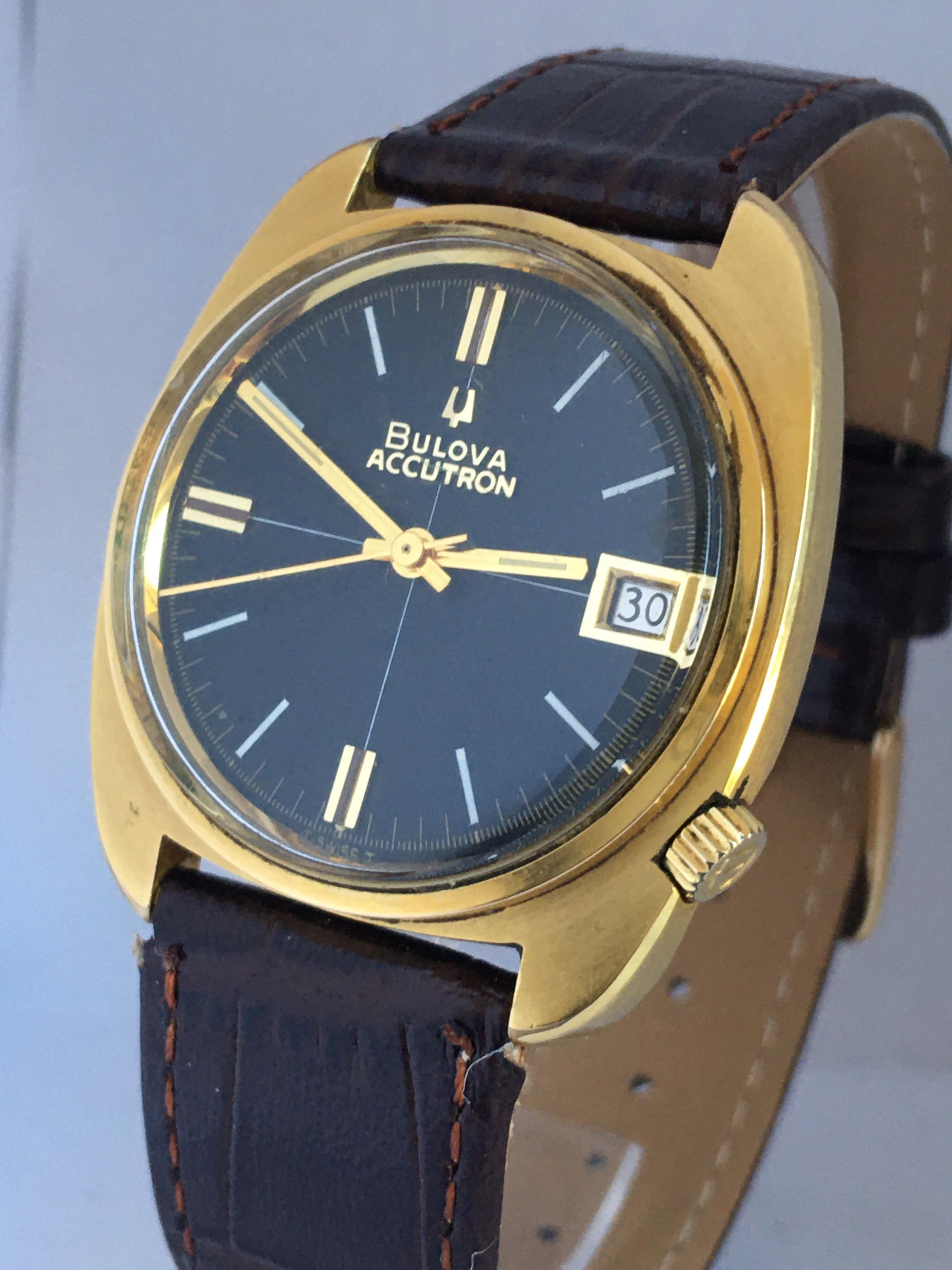 Vintage 1970s Gold-Plated Bulova Accutron Gent Watch 6