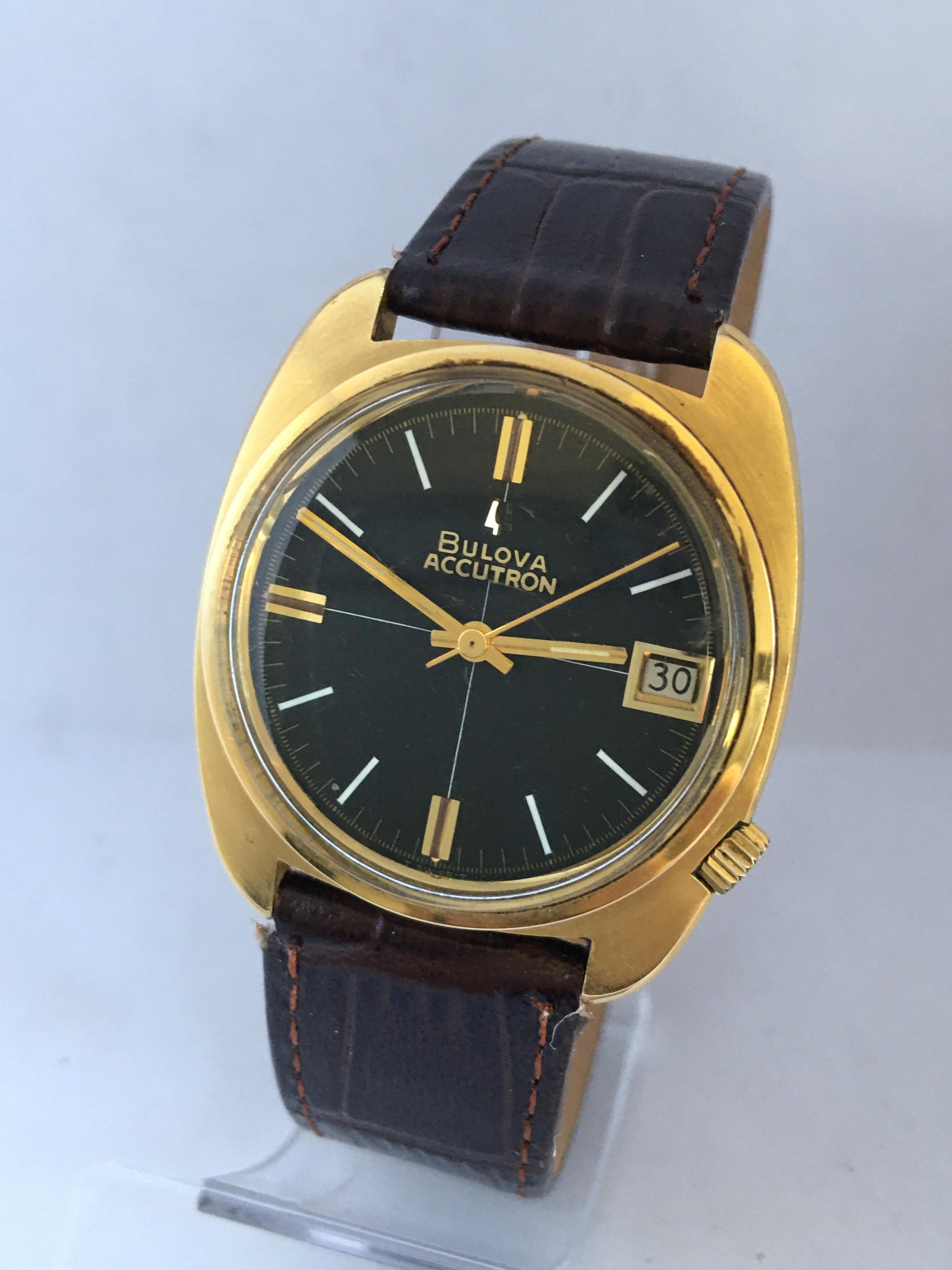Vintage 1970s Gold-Plated Bulova Accutron Gent Watch 10