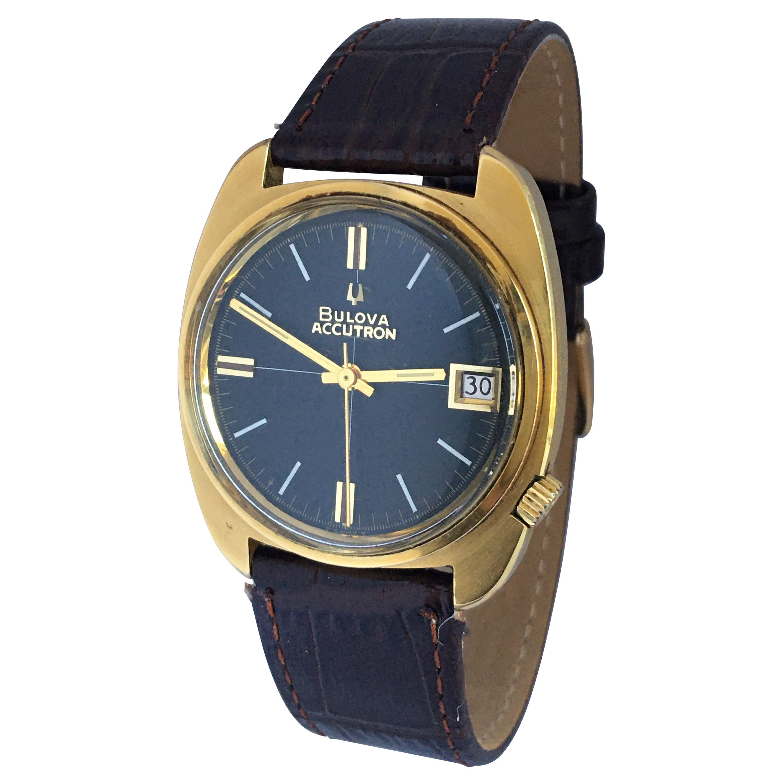Vintage 1970s Gold-Plated Bulova Accutron Gent Watch