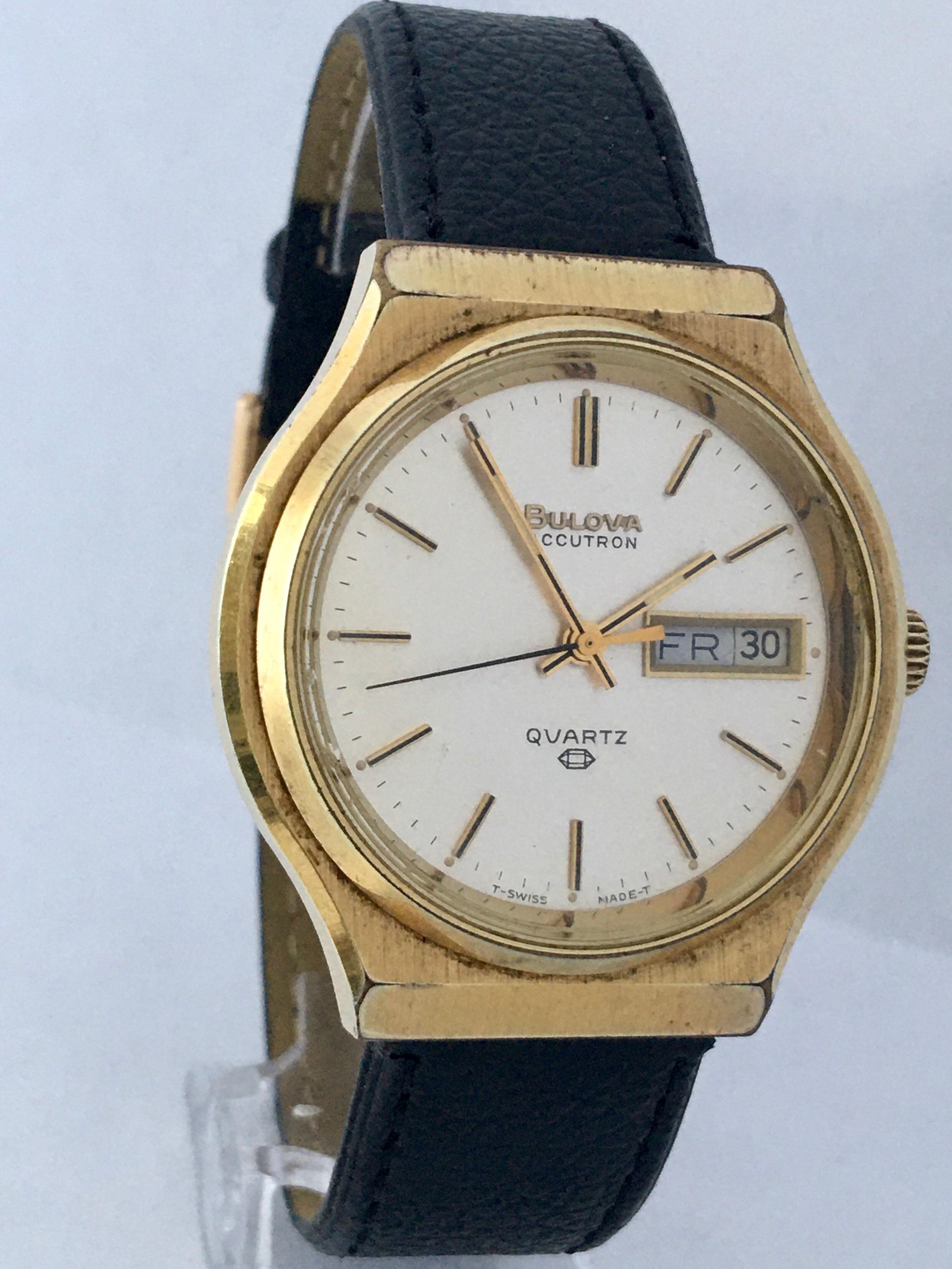 Vintage 1970s Gold-Plated Bulova Accutron Men's Watch For Sale 3