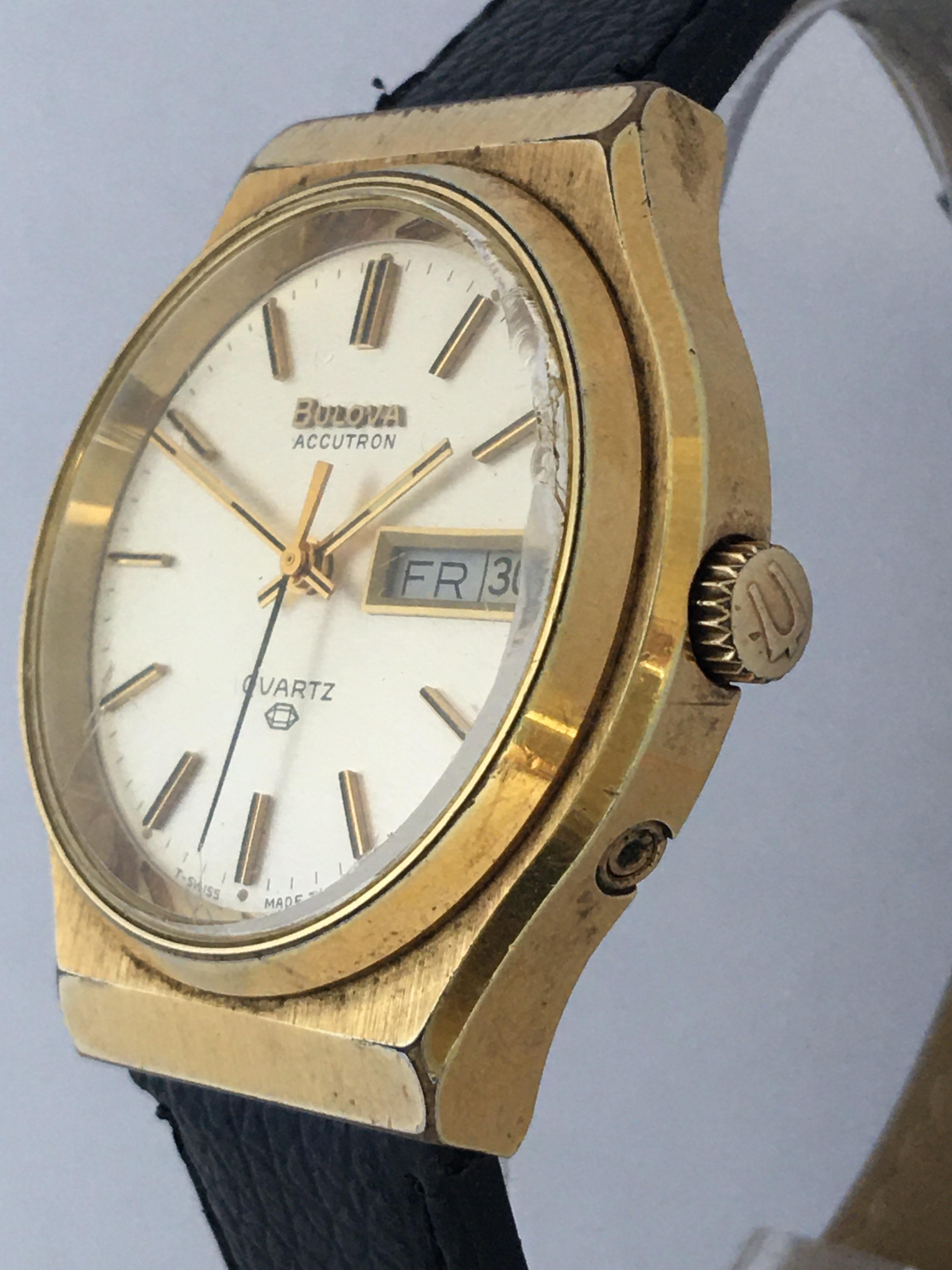 Vintage 1970s Gold-Plated Bulova Accutron Men's Watch For Sale 4