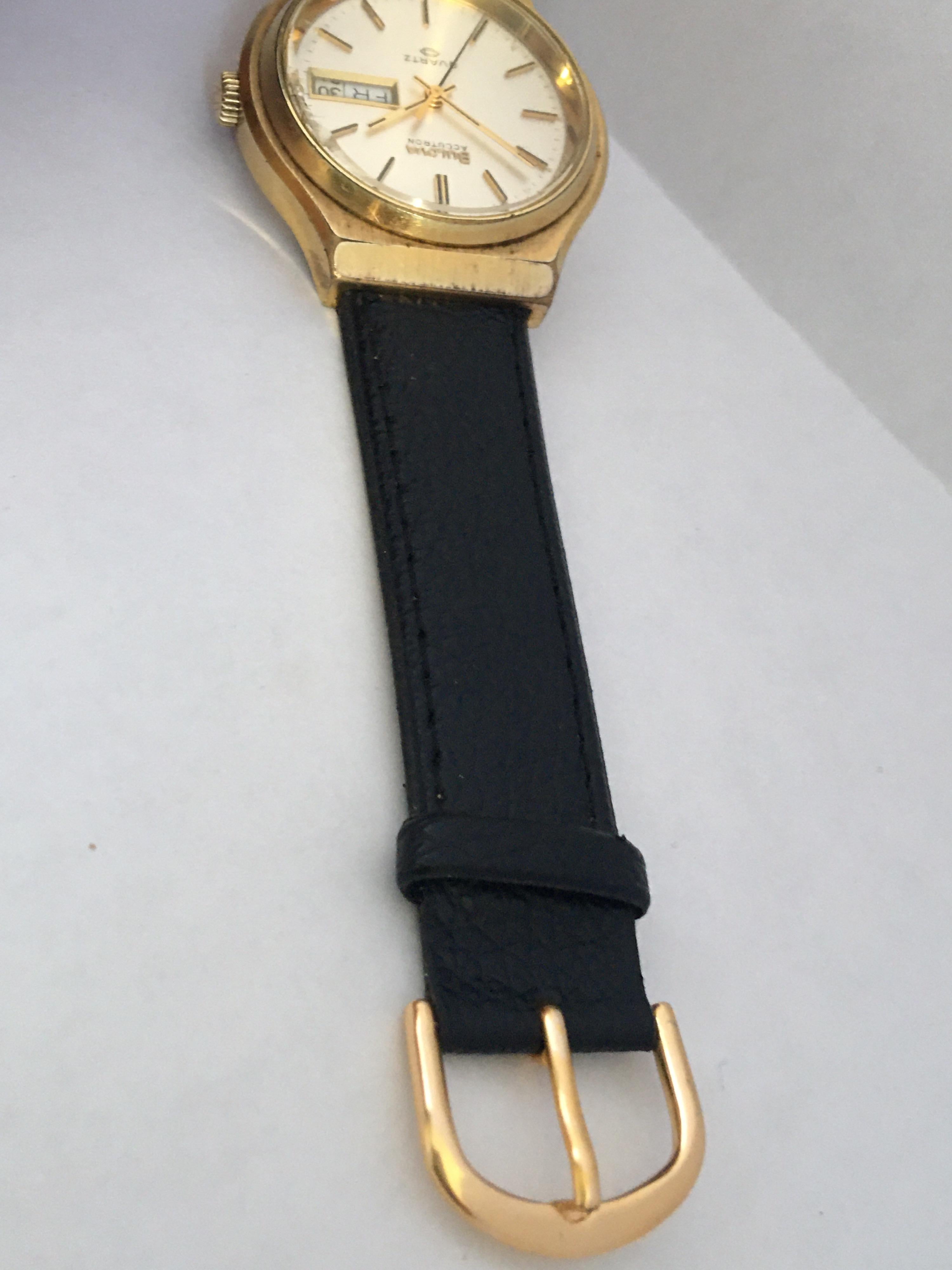 Women's or Men's Vintage 1970s Gold-Plated Bulova Accutron Men's Watch For Sale
