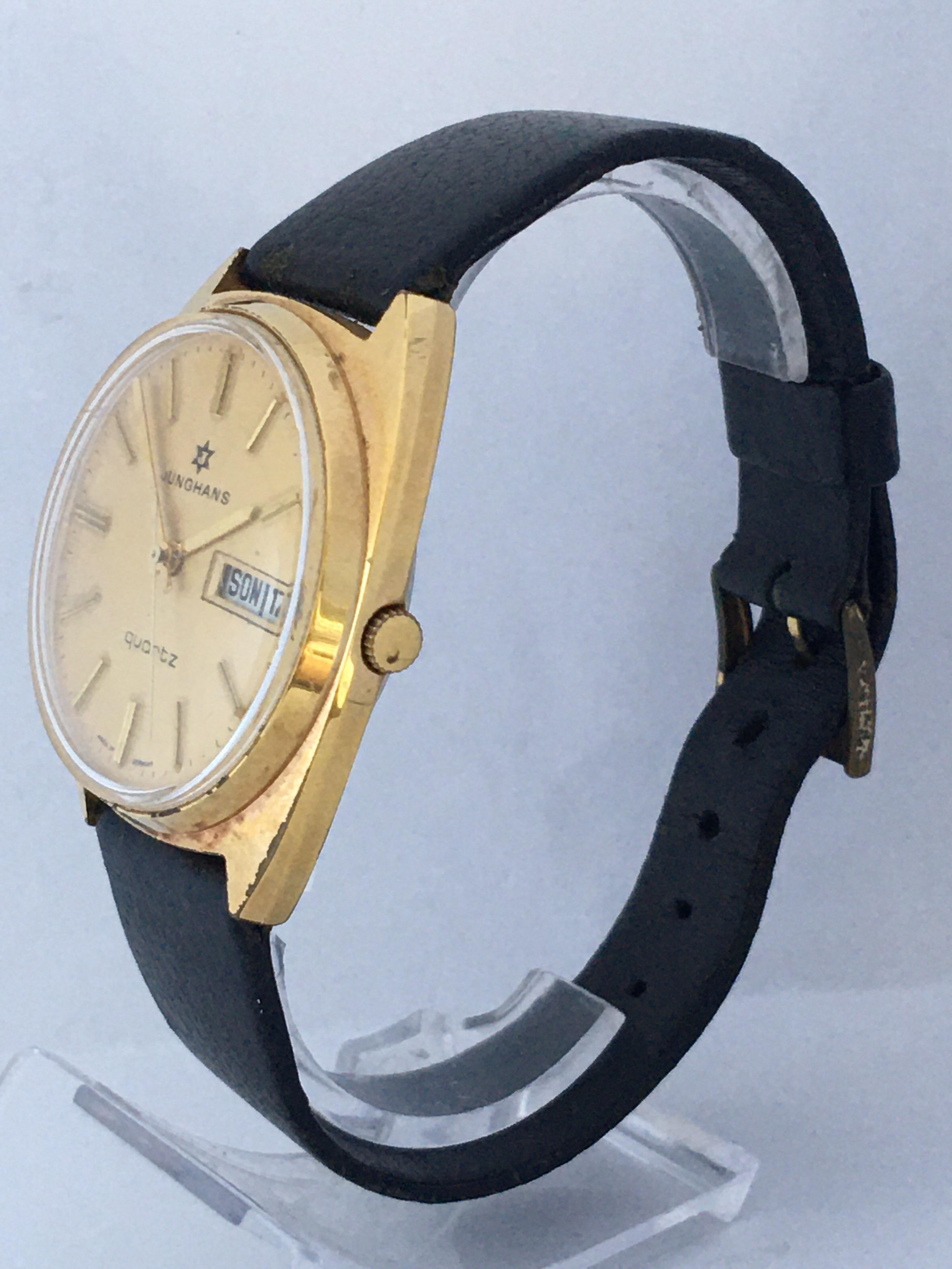 Vintage 1970s Gold-Plated Junghans Quartz Gents Watch For Sale 5