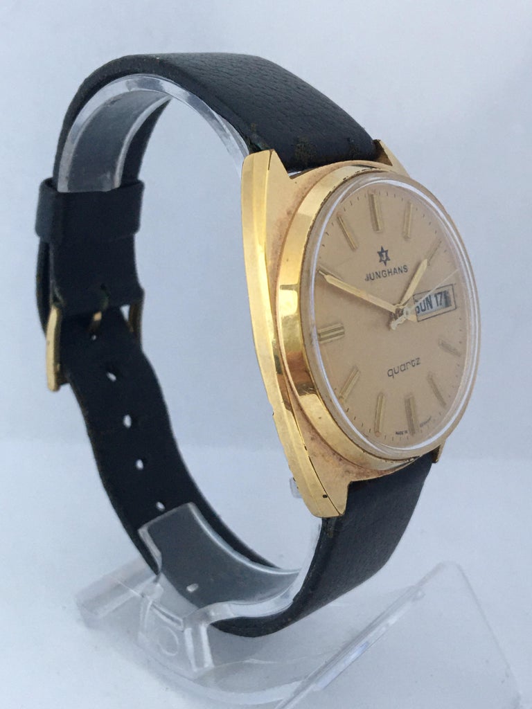Vintage 1970s GoldPlated Junghans Quartz Gents Watch For Sale at
