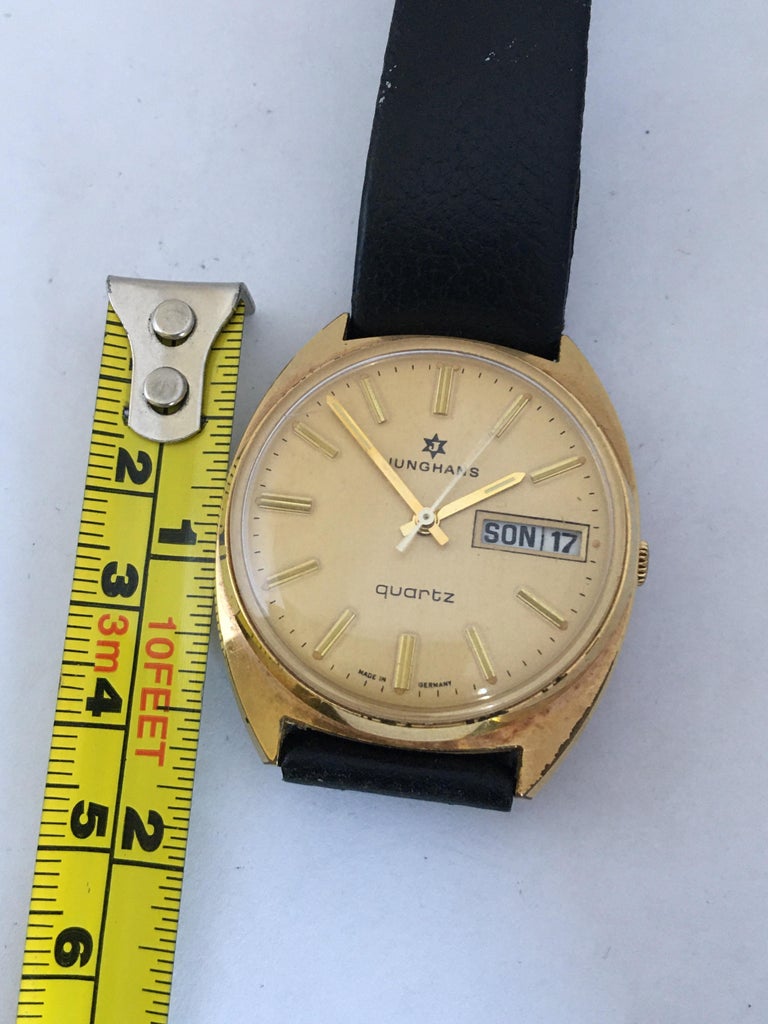 Vintage 1970s GoldPlated Junghans Quartz Gents Watch For Sale at