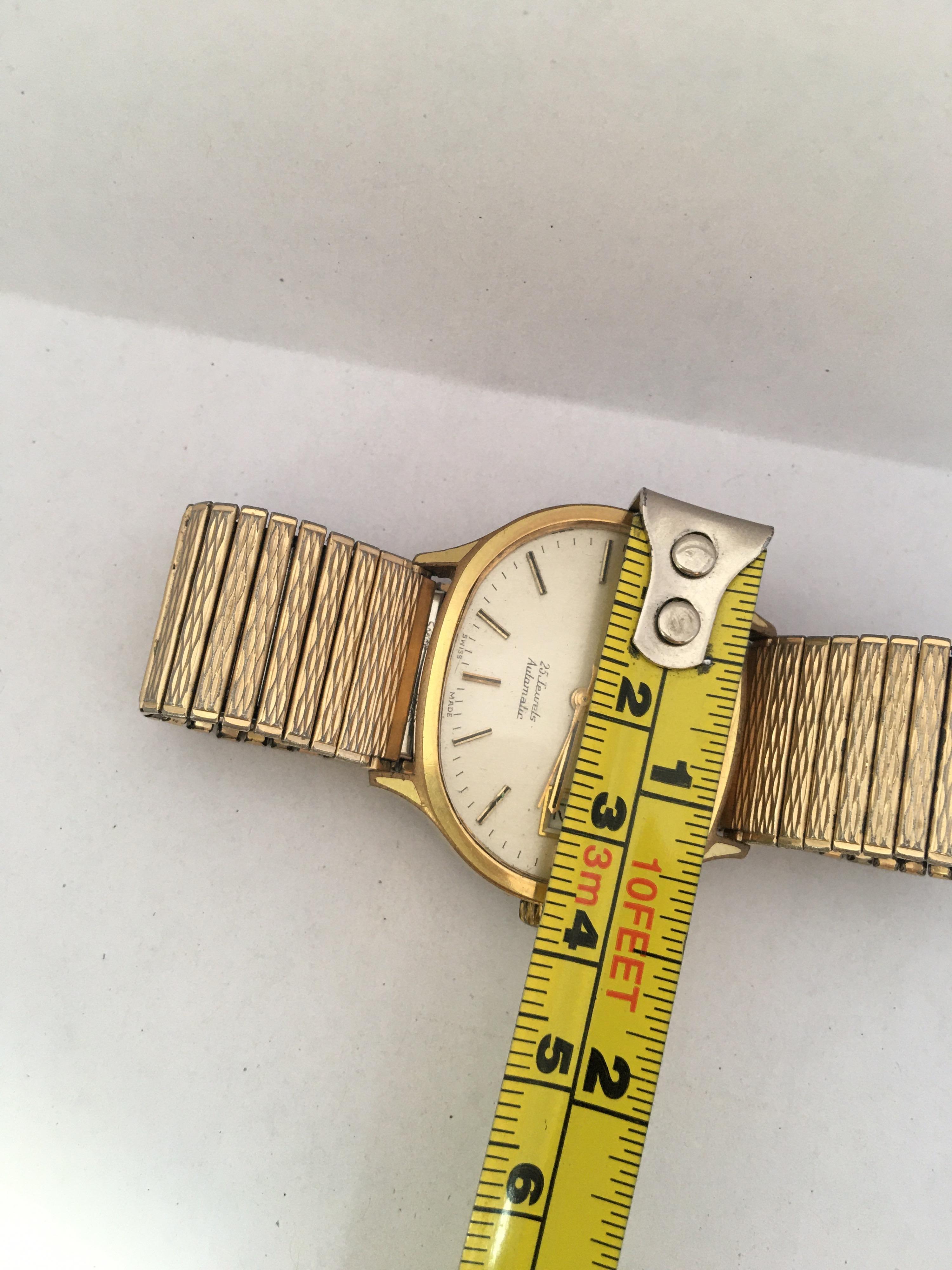 Vintage 1970s Gold-Plated/ Stainless Steel Back ROTARY 25 Jewels Automatic Watch 4