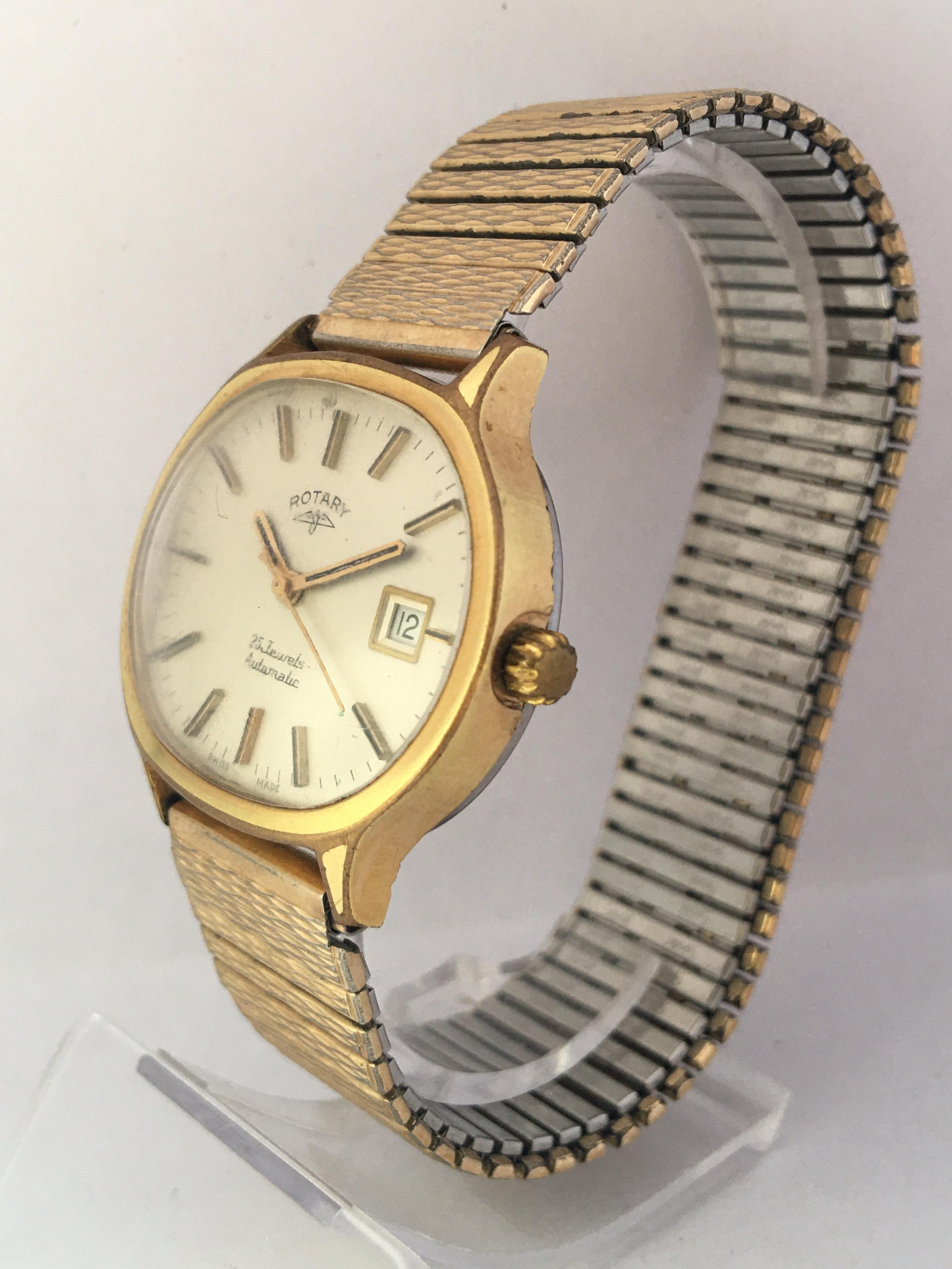 This beautiful pre-owned vintage mechanical watch is in good working condition and it is ticking well however due to its age and unserviced watch I cannot guarantee its time accuracy. Visible signs of ageing and wear with tiny and light scratches on