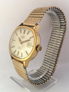 Vintage 1970s Gold-Plated/ Stainless Steel Back ROTARY 25 Jewels Automatic Watch