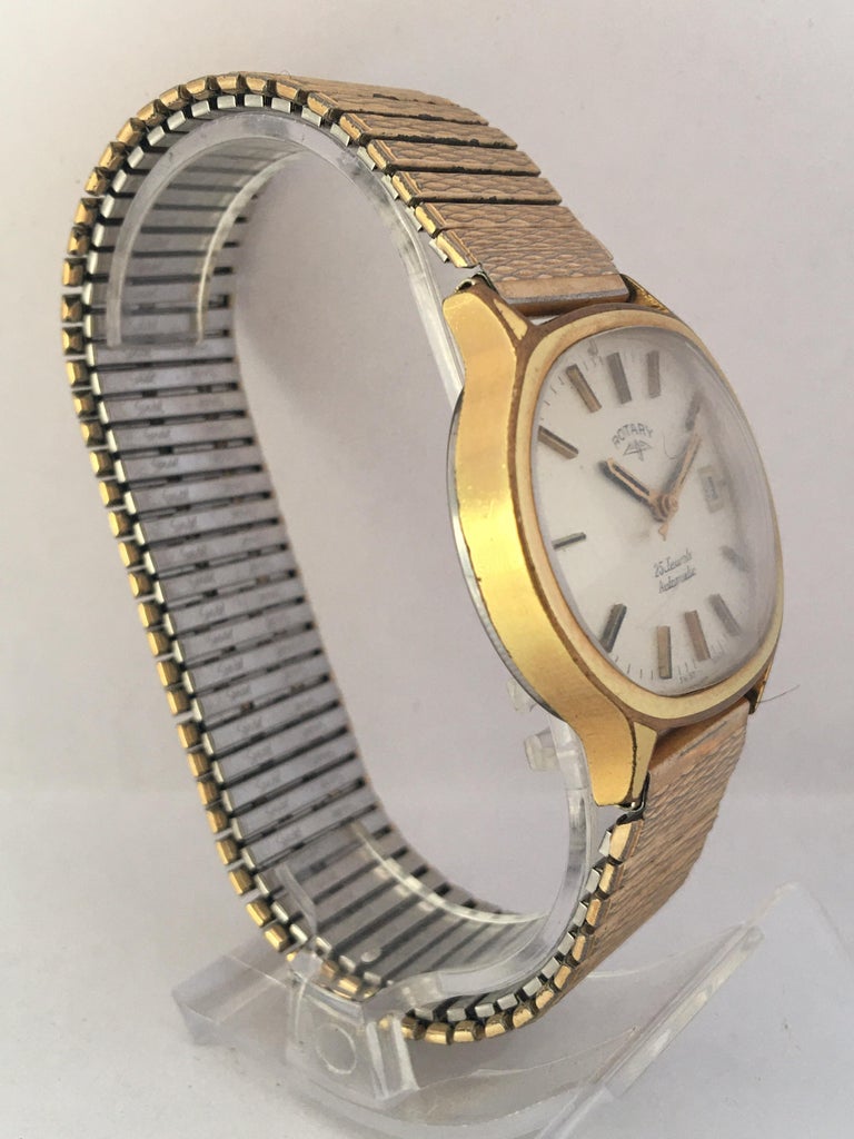 Vintage 1970s GoldPlated/ Stainless Steel Back ROTARY 25 Jewels