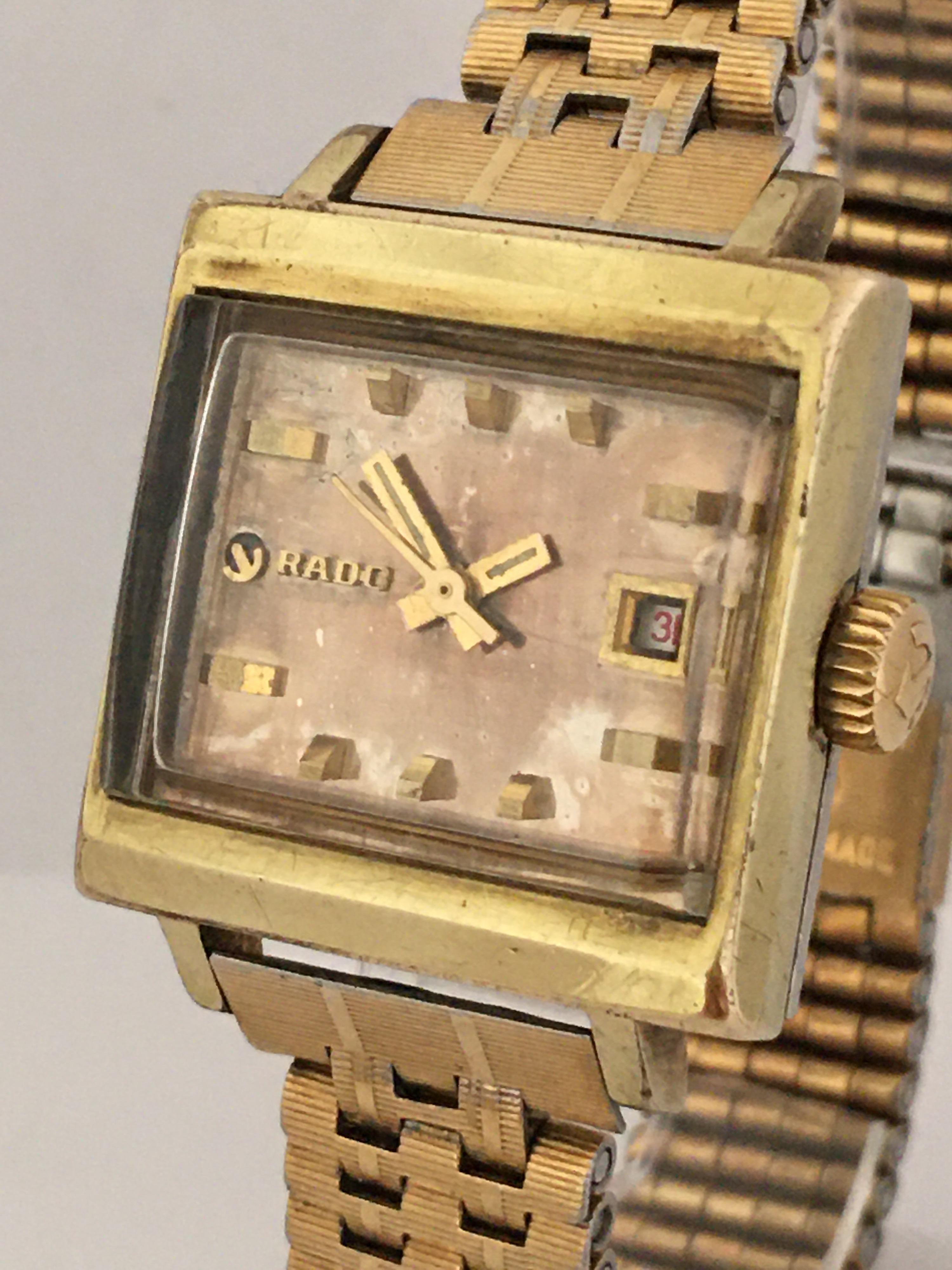 Vintage 1970s Gold-Plated / Stainless Steel Rado Automatic Watch For Sale 5