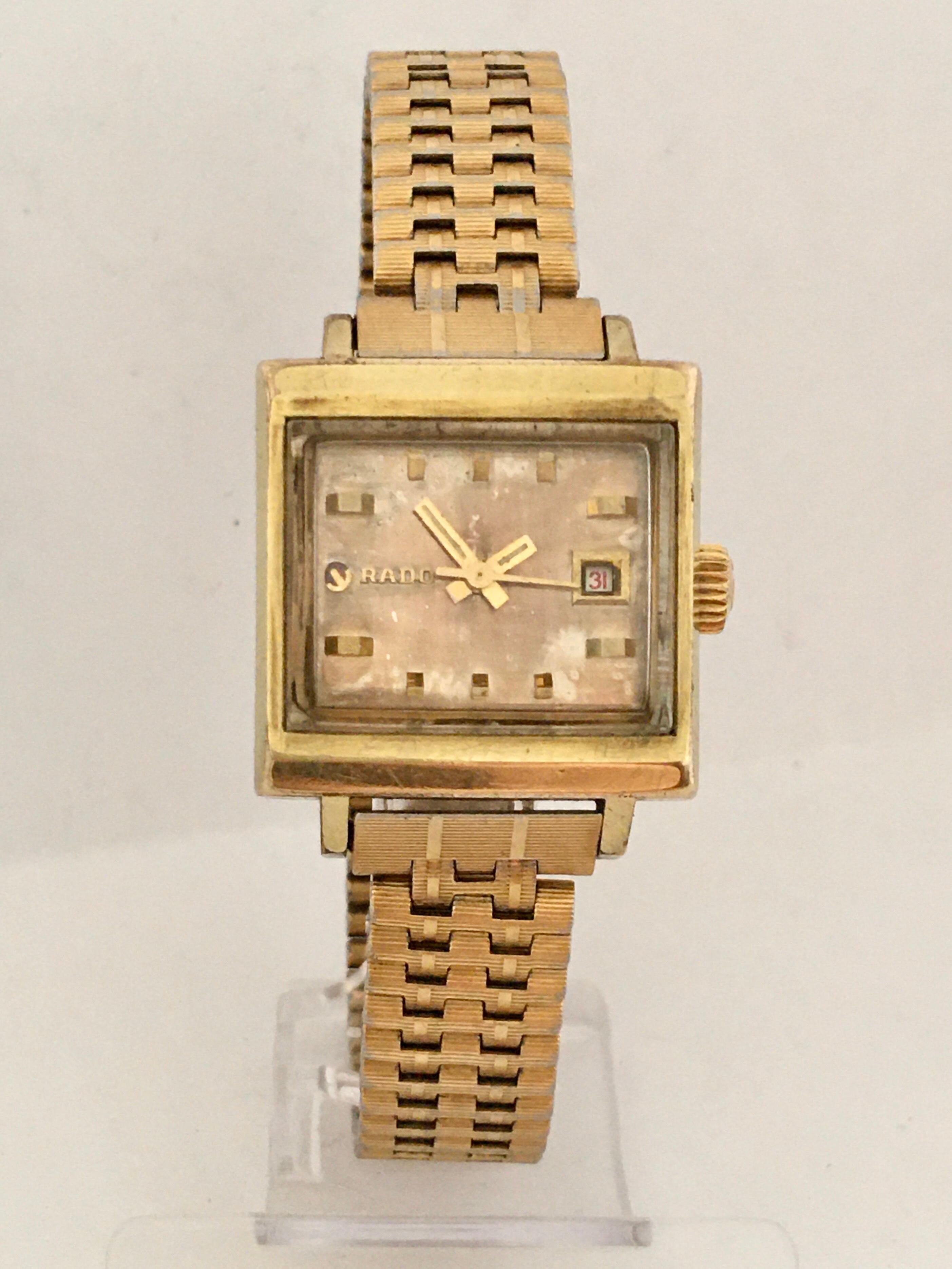 Vintage 1970s Gold-Plated / Stainless Steel Rado Automatic Watch For Sale 6