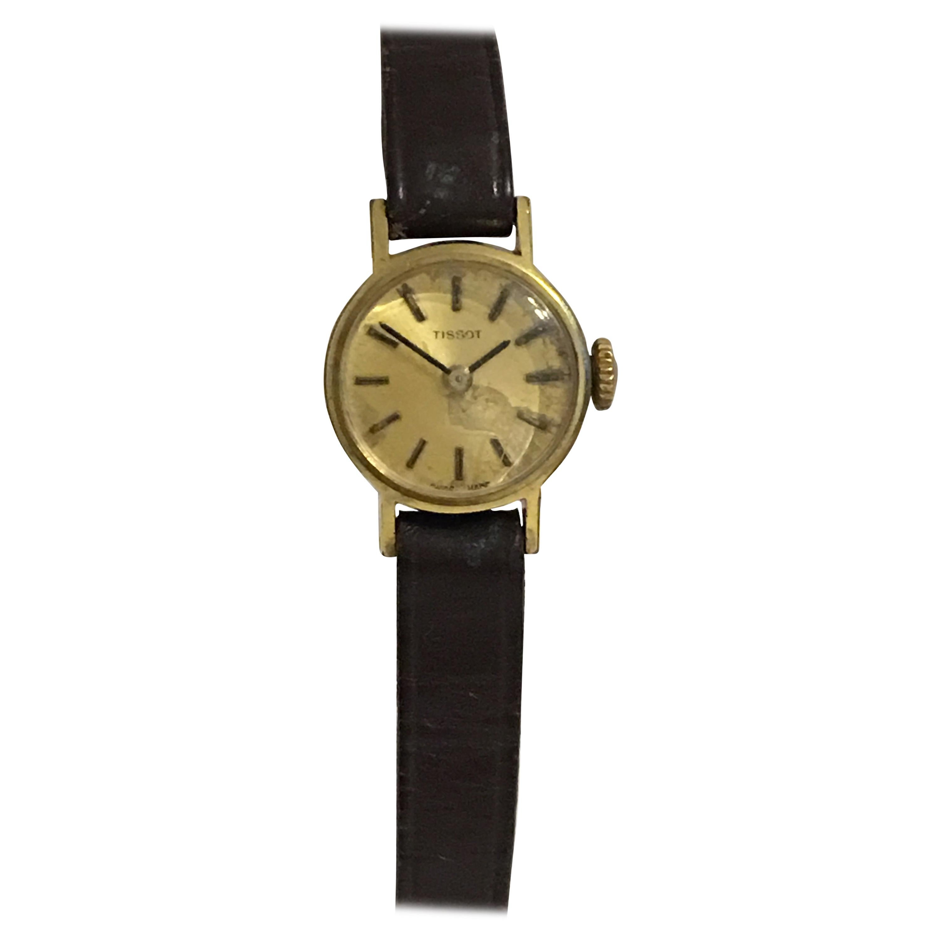 Vintage 1970s Gold-Plated TISSOT Ladies Wristwatch For Sale