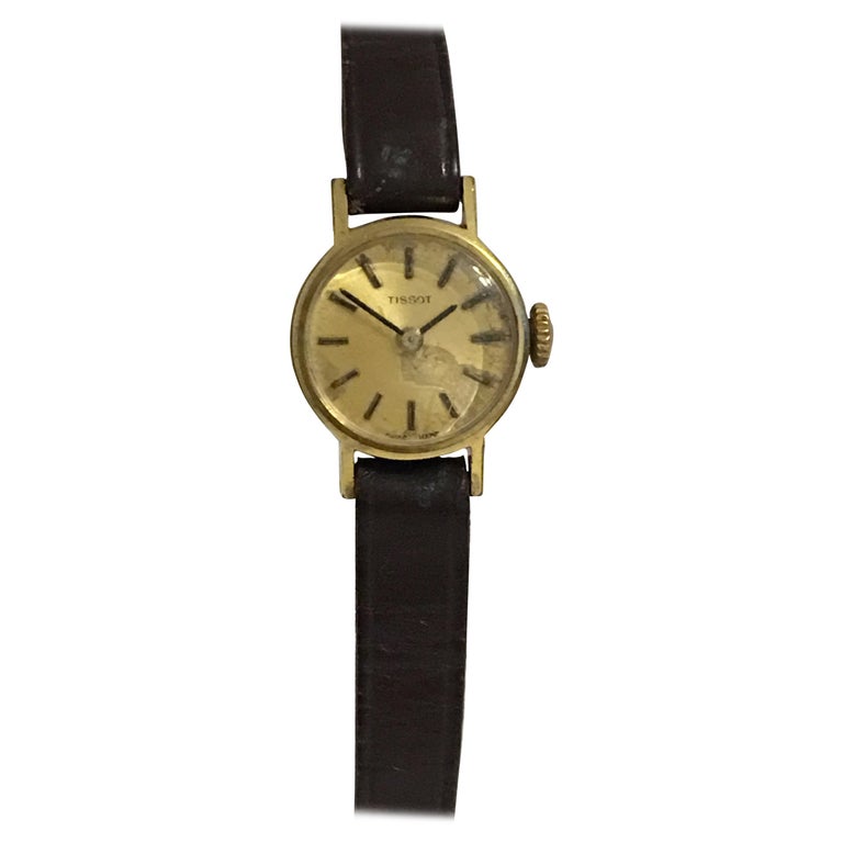 Vintage 1970s Gold-Plated TISSOT Ladies Wristwatch For Sale at 1stDibs
