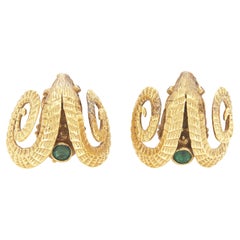 Vintage 1970er Gold Widder Ohrringe