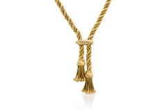 Vintage 1970s Gold Rope Chain Necklace with Tassels
