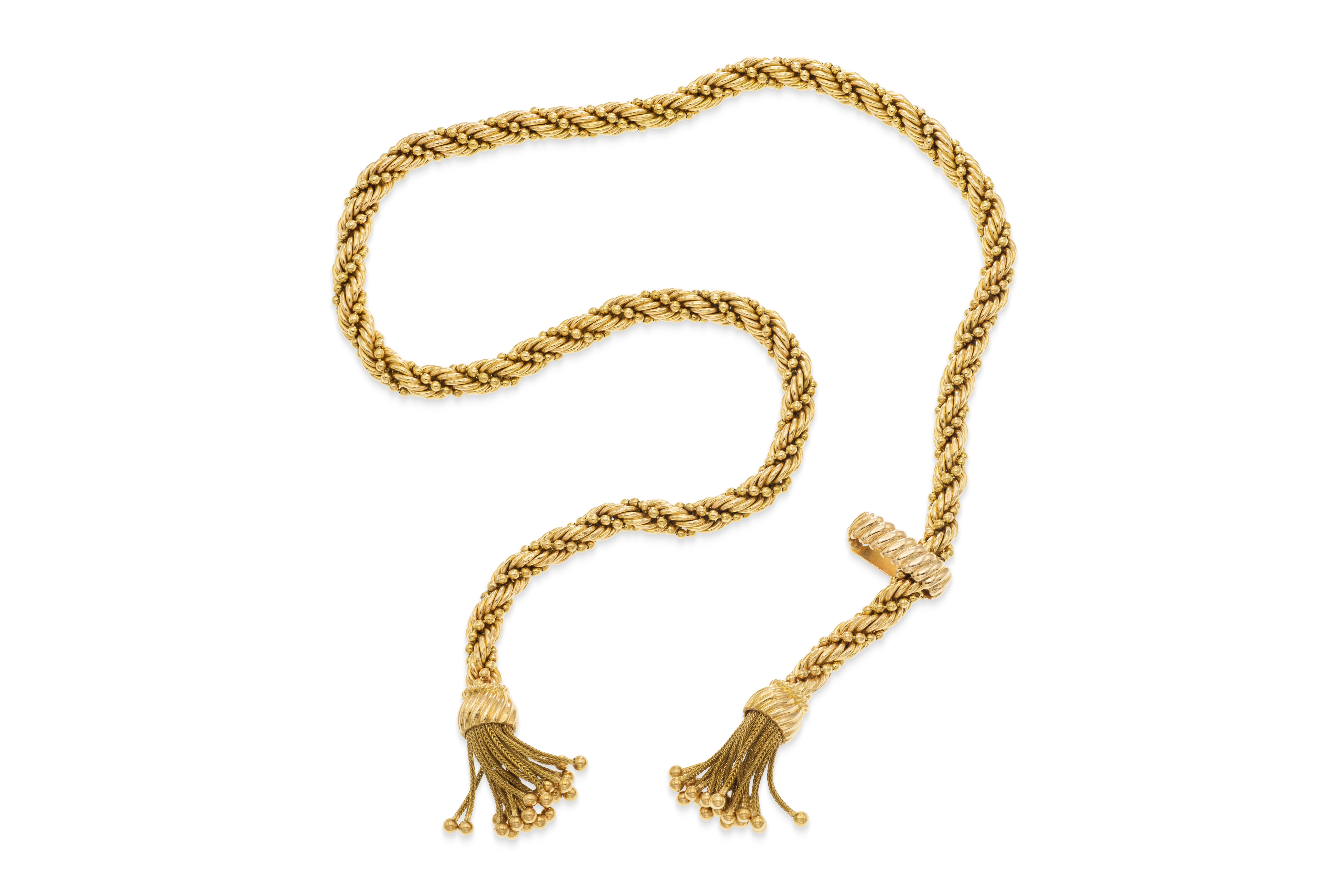 Vintage 1970s Gold Seil Kette Halskette mit Quasten Damen im Angebot