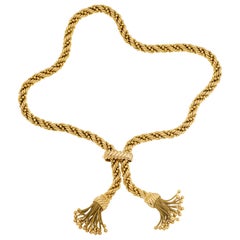 Collana a catena in corda d'oro con nappe vintage degli anni '70