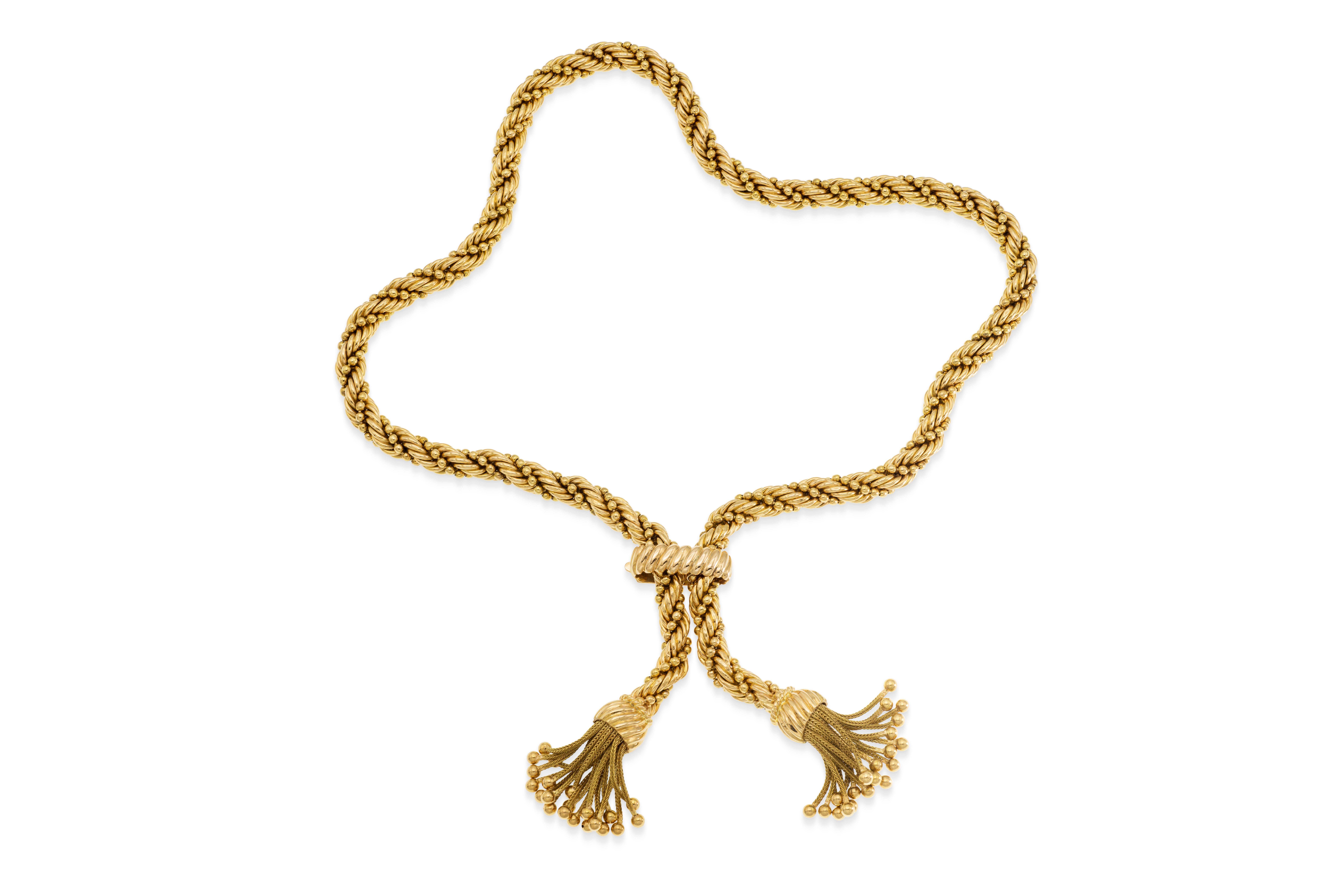 Vintage 1970s Gold Seil Kette Halskette mit Quasten im Angebot