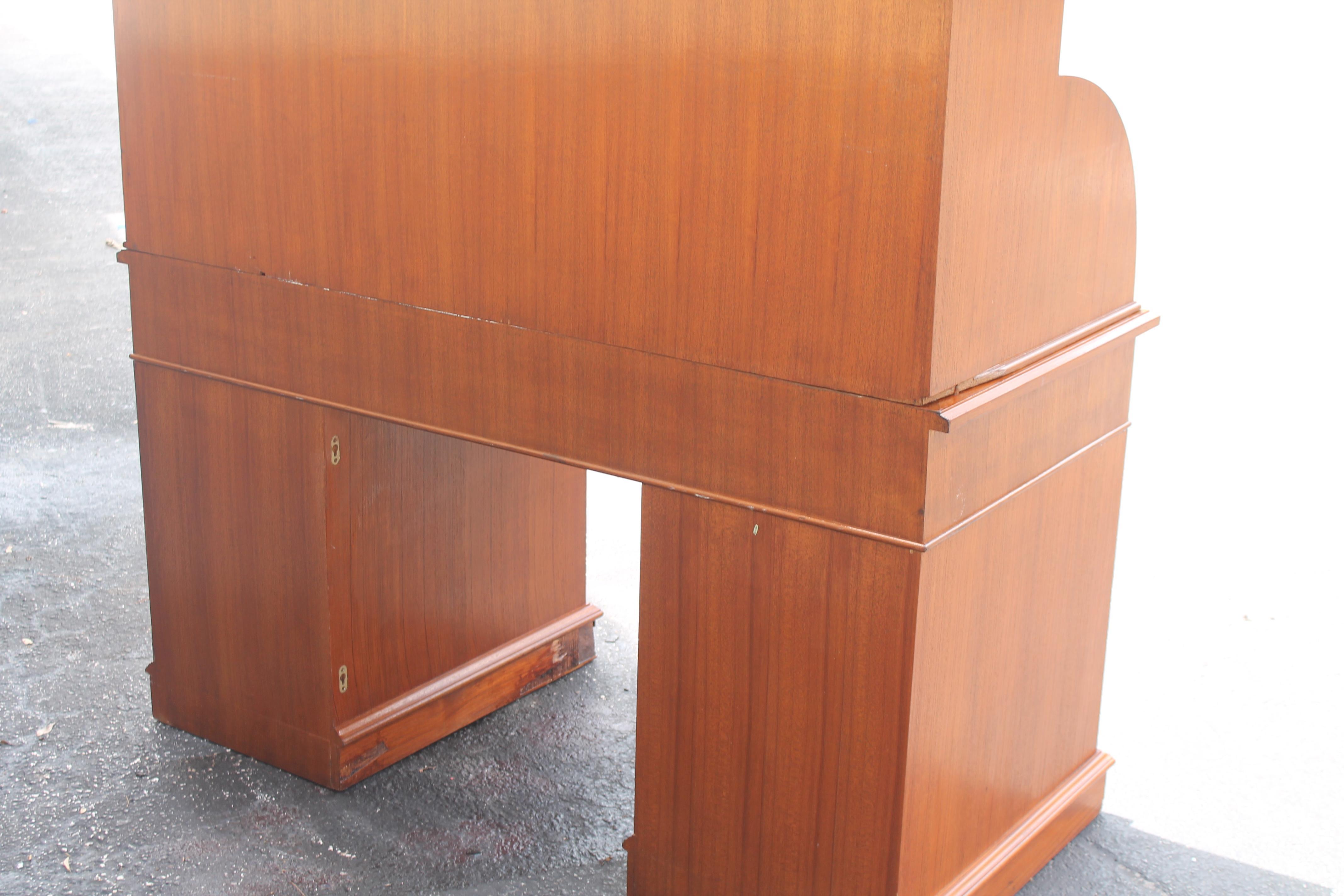 Wood Vintage 1970's Grand Asian style Rolltop Desk/ Writing Desk For Sale