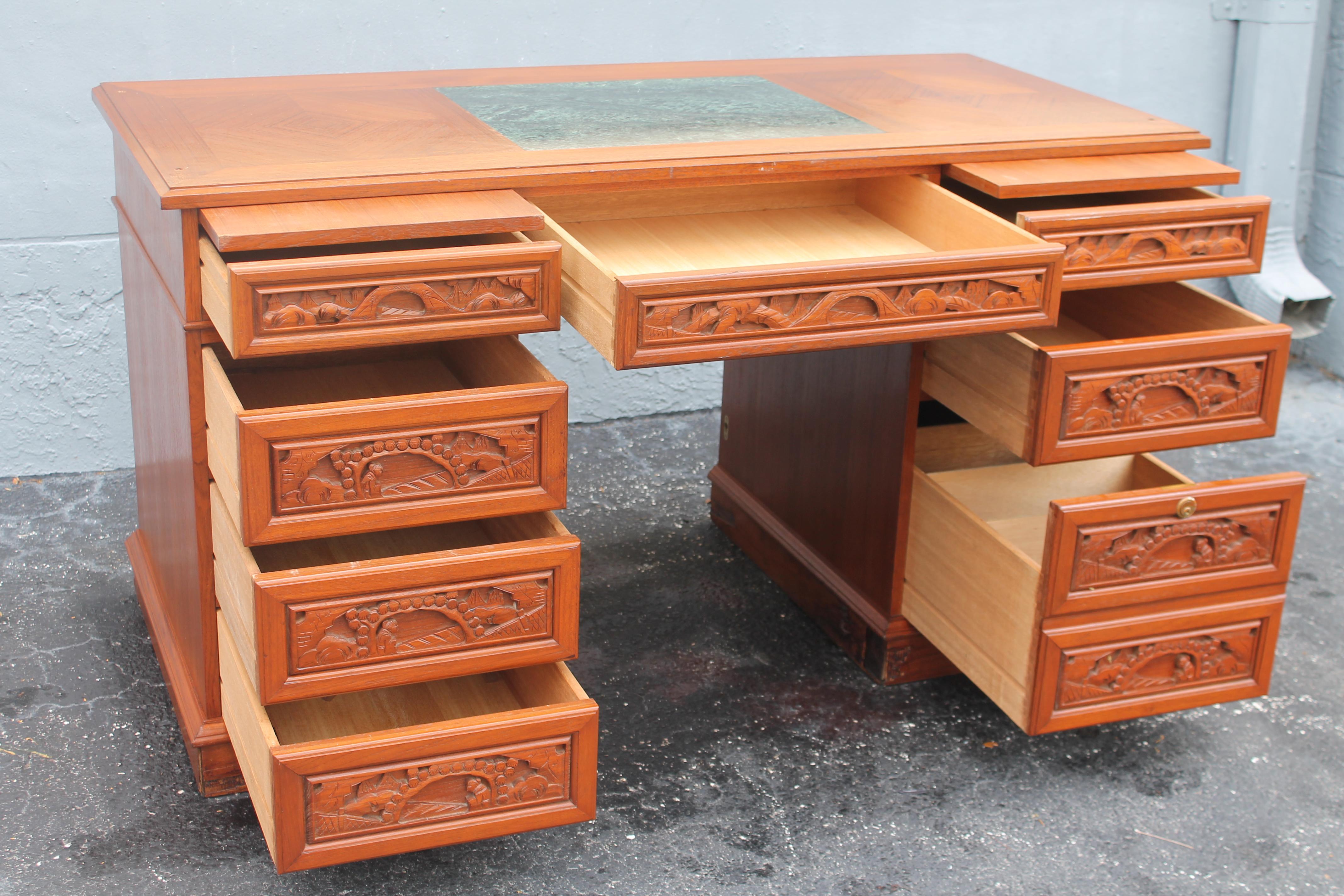 Vintage 1970's Grand Asian style Rolltop Desk/ Writing Desk For Sale 2