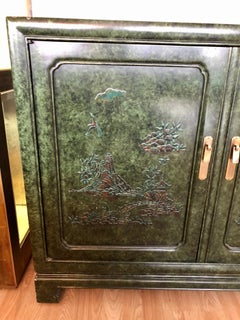 Vintage 1970s Green Chinoiserie Credenza by Mario Buatta for Widdicomb