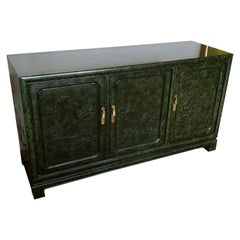 Vintage 1970s Green Chinoiserie Credenza by Mario Buatta for Widdicomb