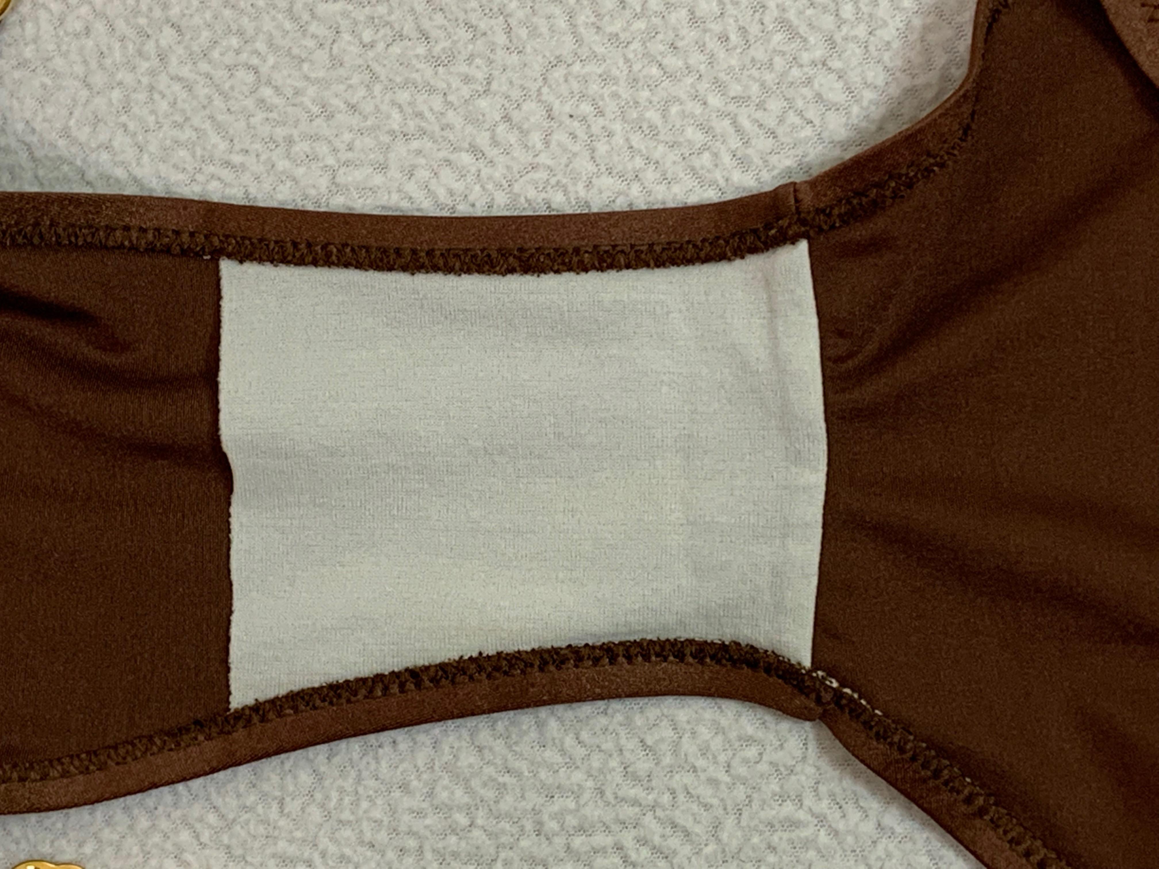 Women's Vintage 1970's Gucci Brown Ultra Low Rise Gold G Logo Chain Bikini Swimwear
