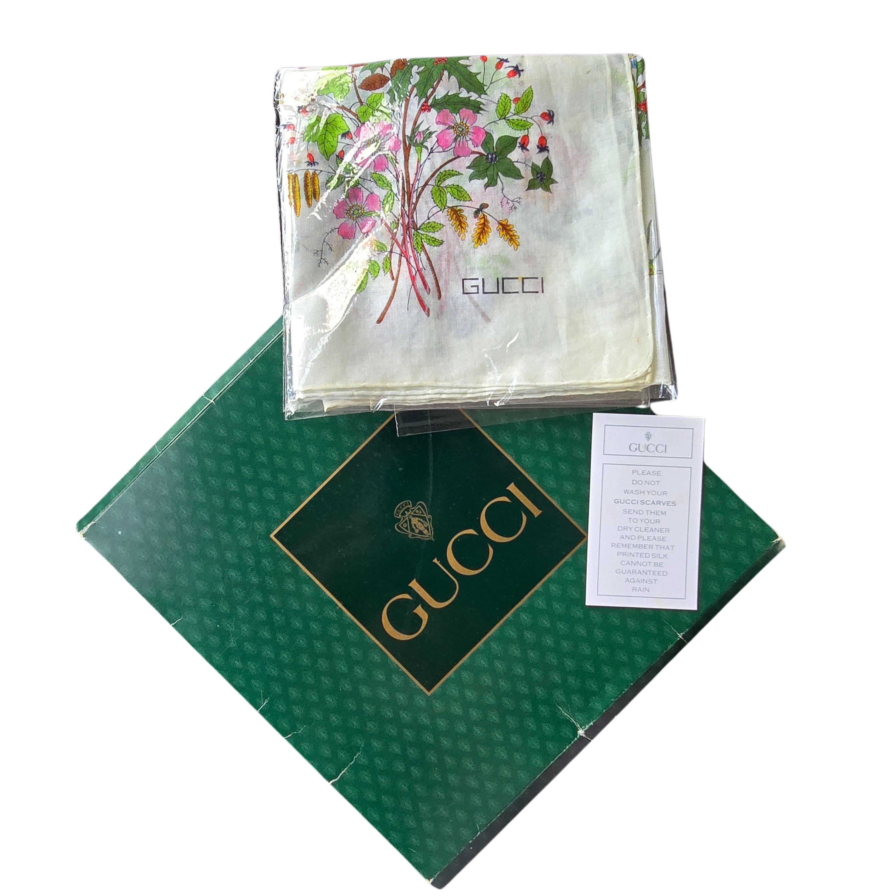 Vintage 1970s Gucci Flora Scarf Unused Condition For Sale 5