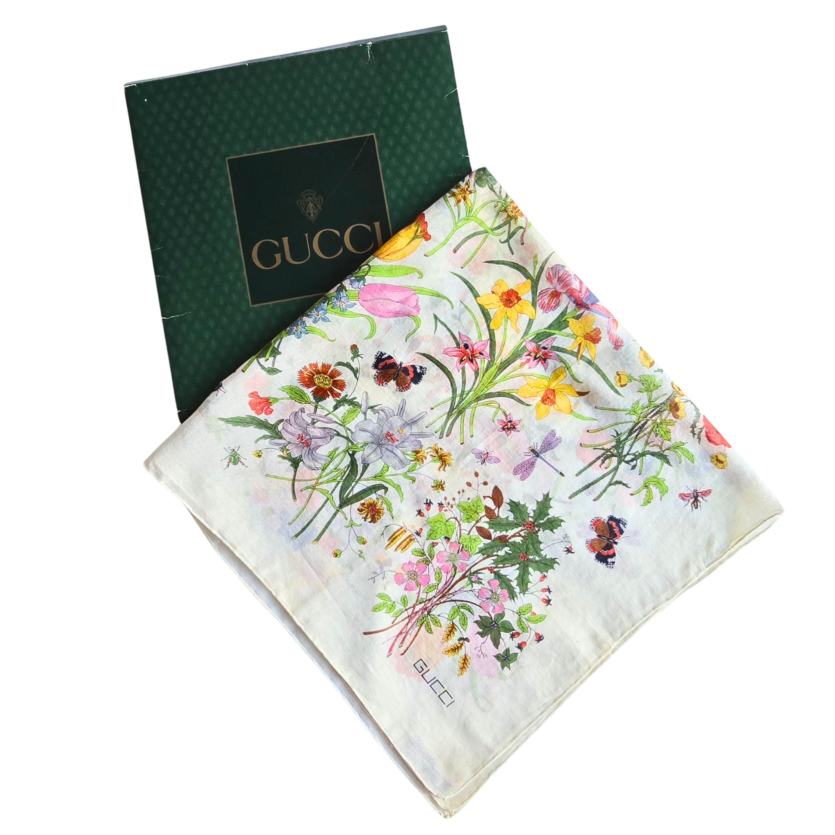 Vintage 1970s Gucci Flora Scarf Unused Condition For Sale 2