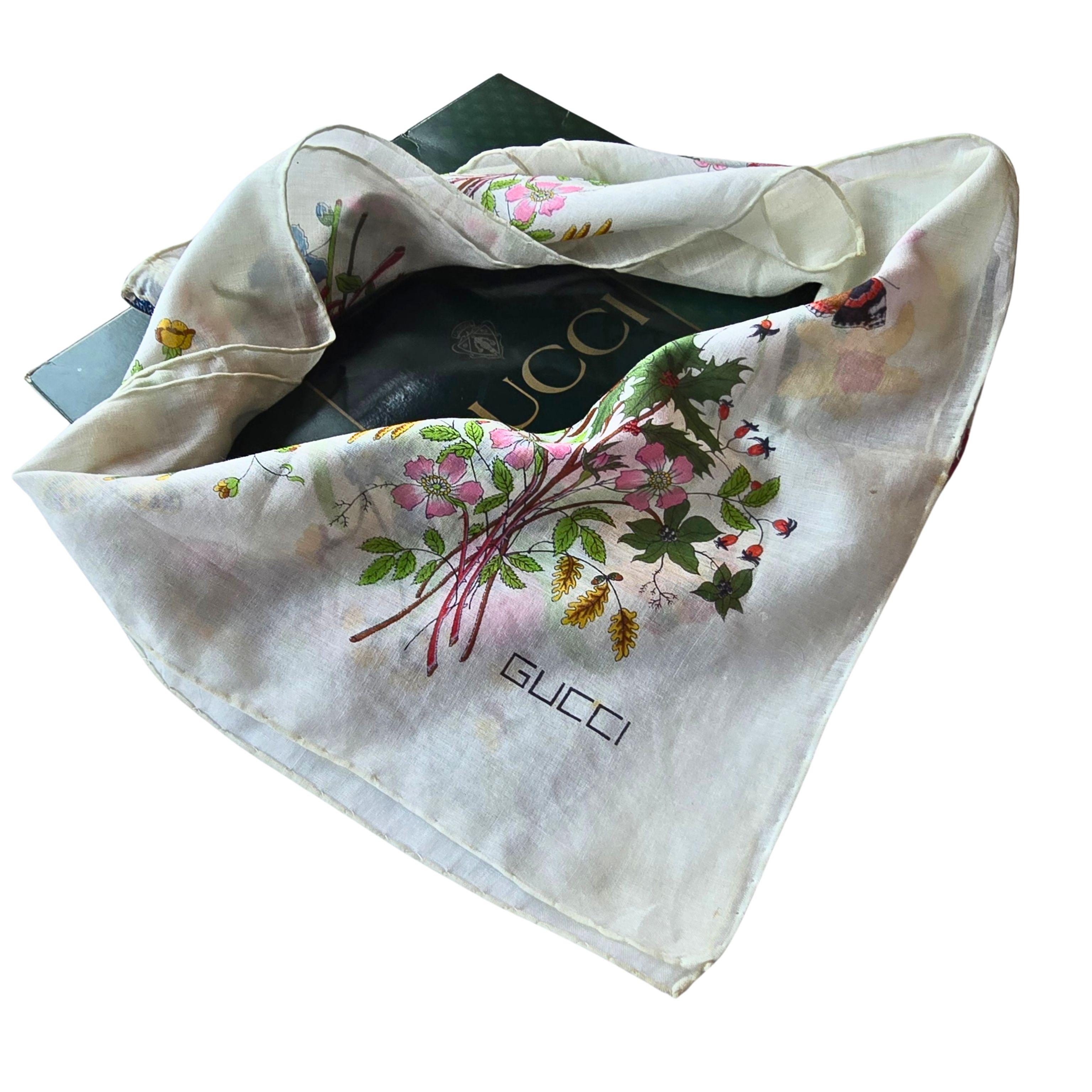 Vintage 1970s Gucci Flora Scarf Unused Condition For Sale 3