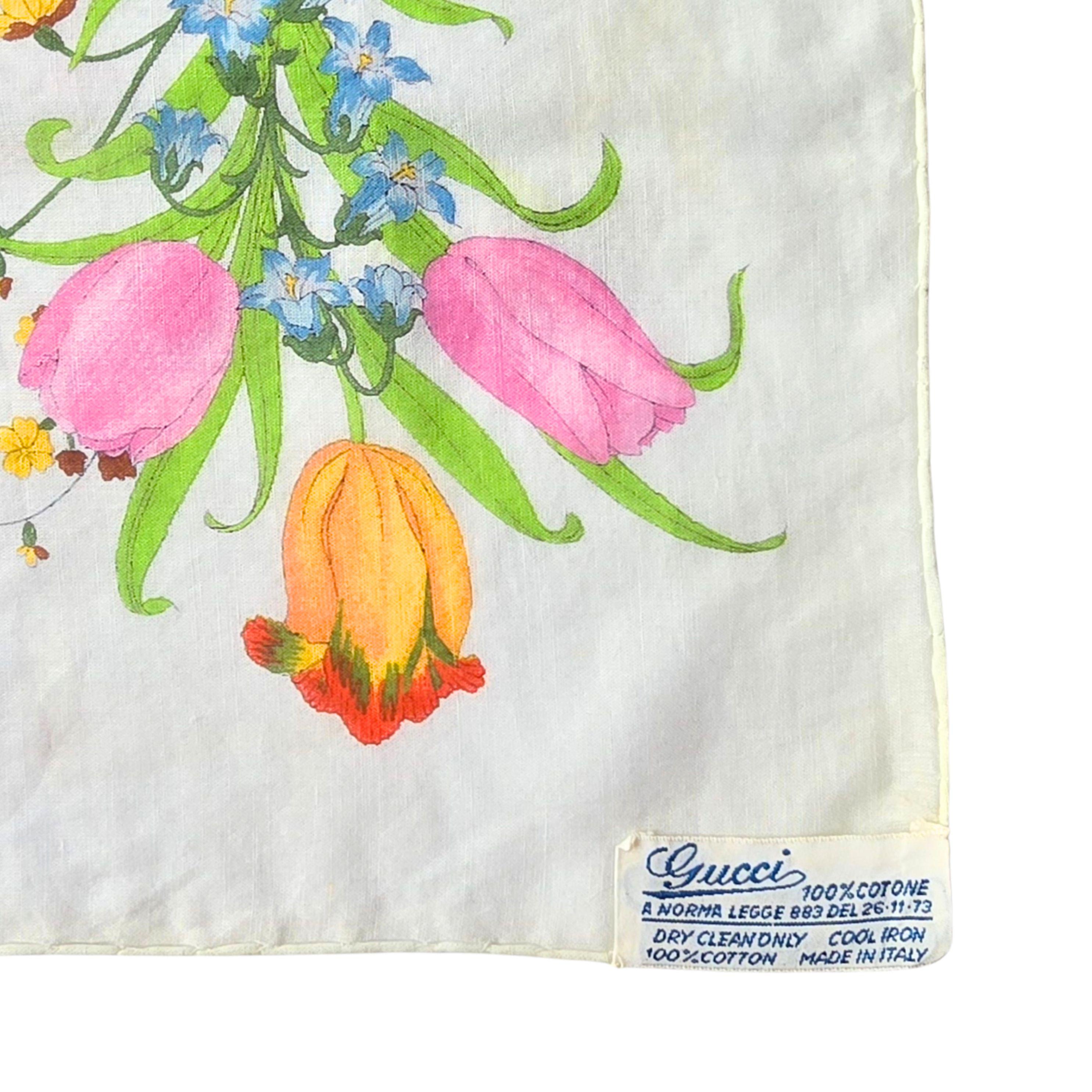Vintage 1970s Gucci Flora Scarf Unused Condition For Sale 4