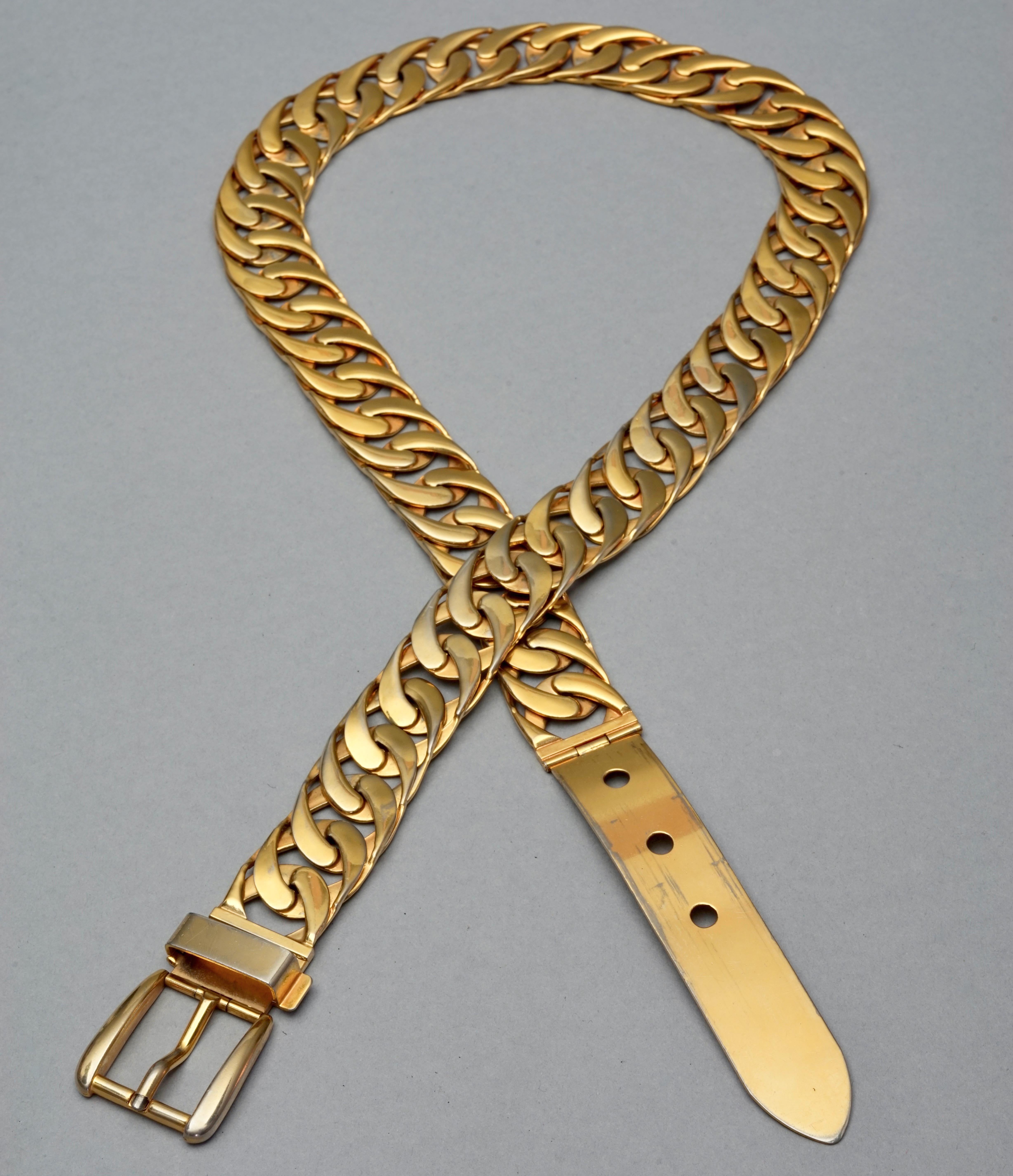 Brown Vintage 1970s GUCCI Gold Chain Buckle Belt