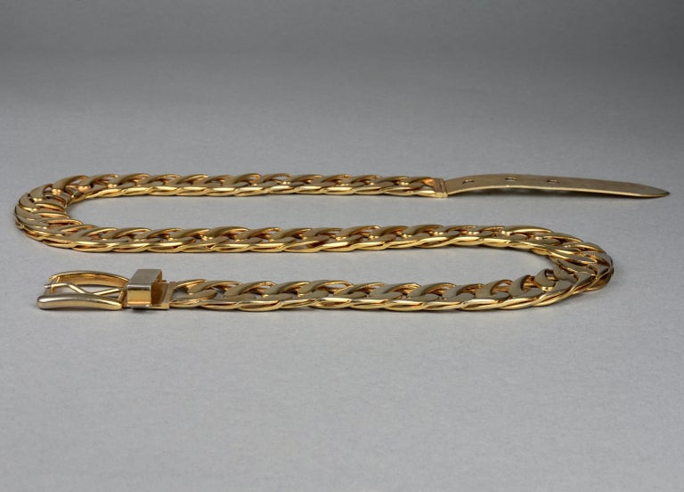 Gucci Vintage Chunky Gold Plated Chain Link Belt size 70 Vintage Gucci Gold Interlocking GG Logo Chain Belt – Recess main image 2