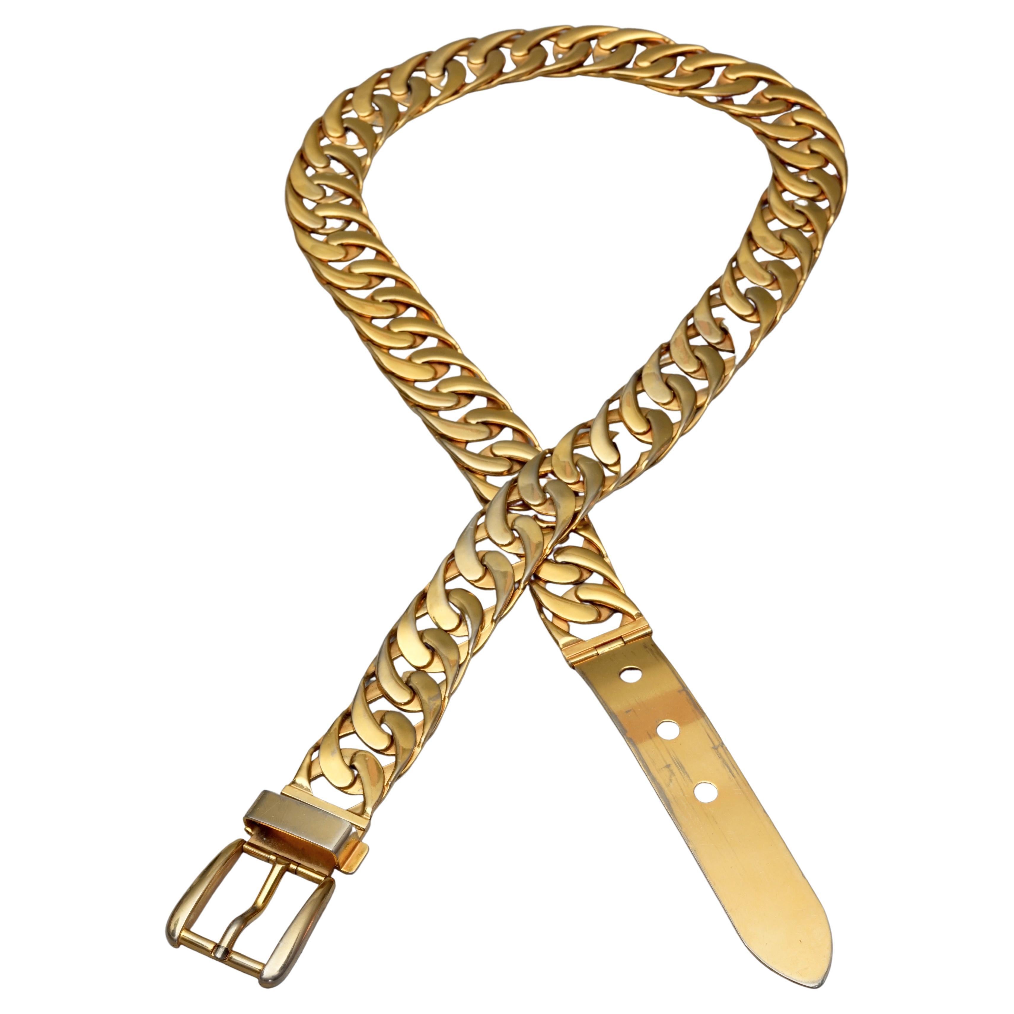 Vintage 1970s GUCCI Gold Chain Buckle Belt For Sale