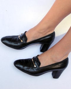 VINTAGE 1970s GUCCI HEELED LOAFERS