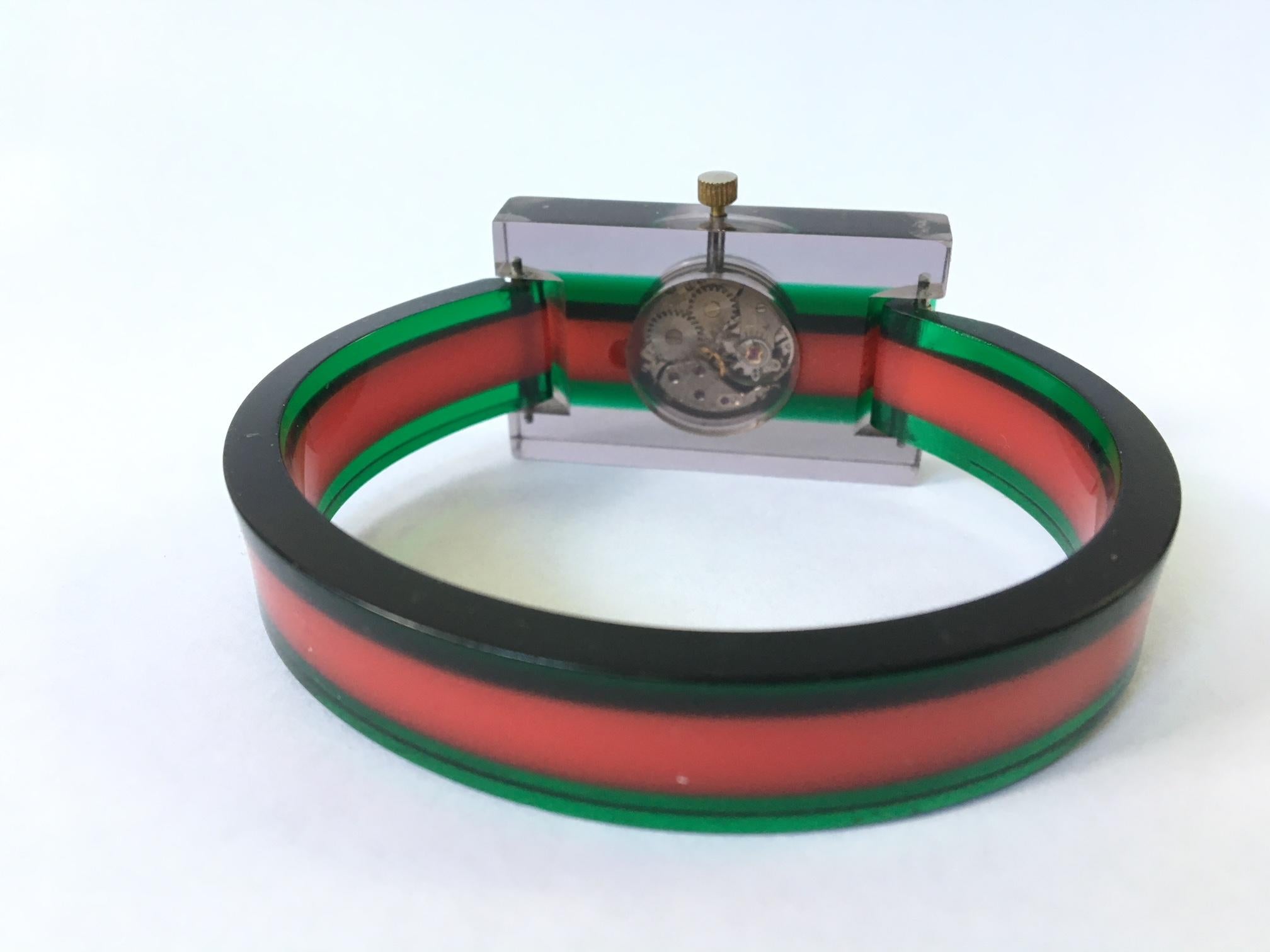 Vintage 1970s Gucci Lucite and Bakelite Bangle Watch 1
