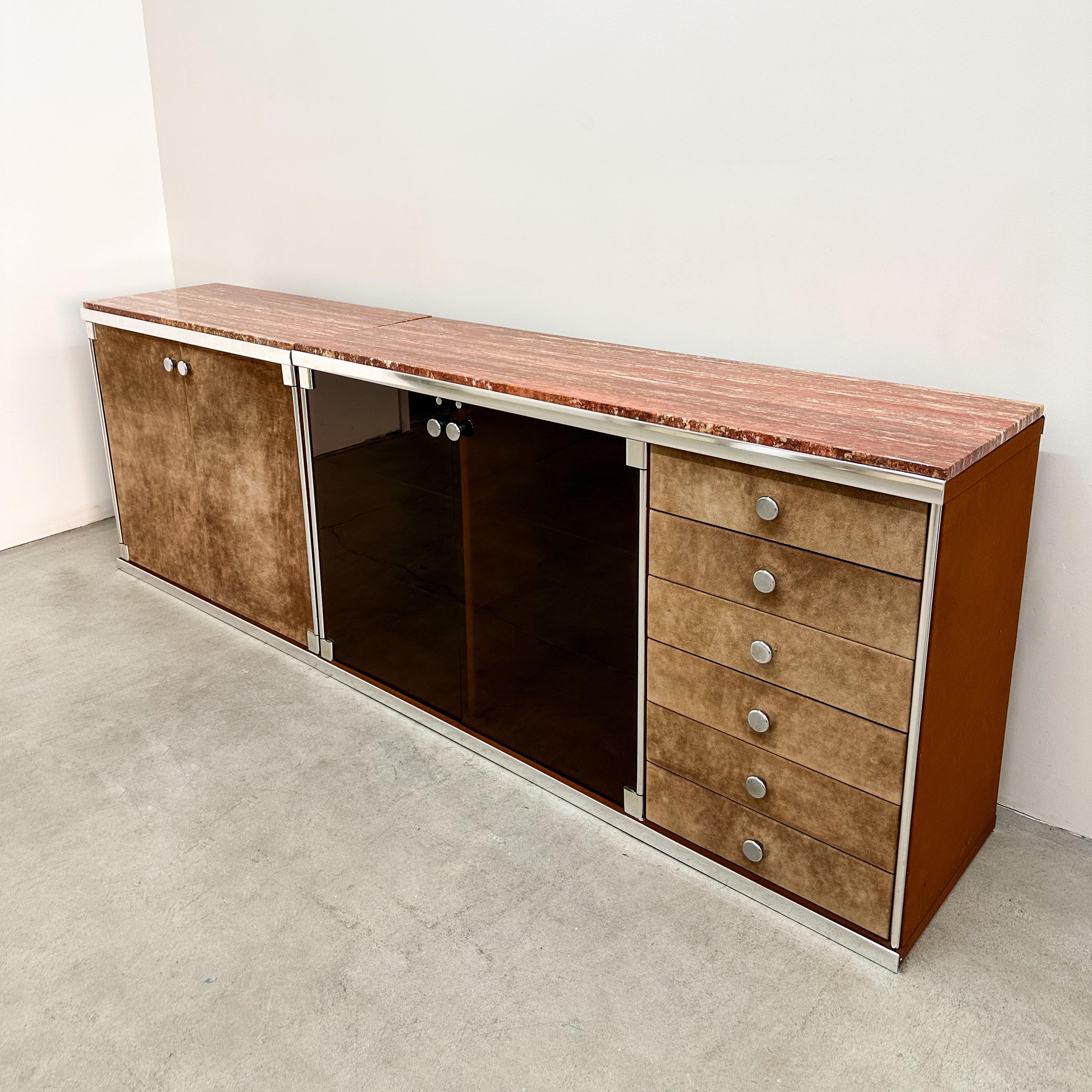 Daim Vintage 1970 Guido Faleschini pour i4Mariani Crédence modulaire