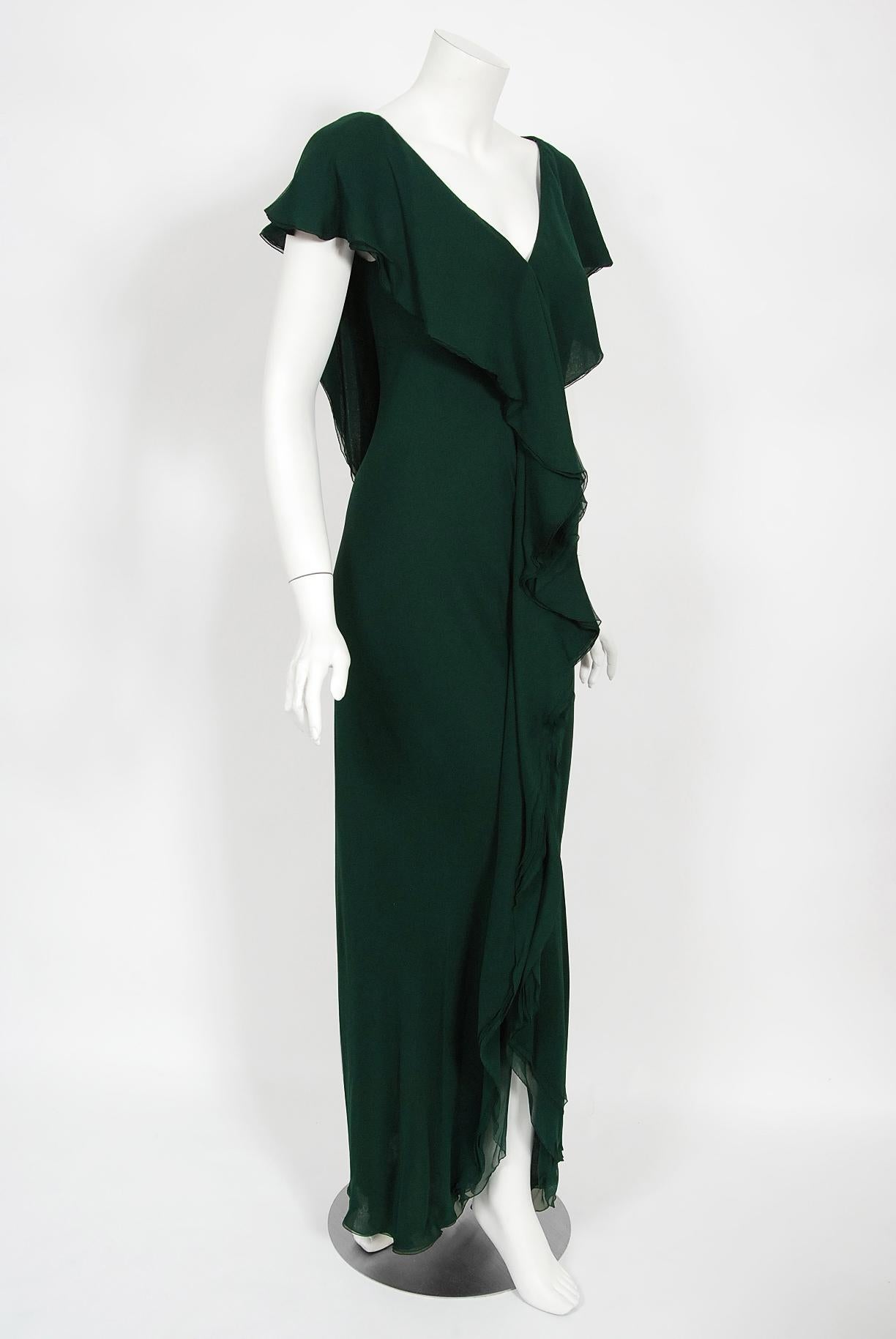 halston green gown