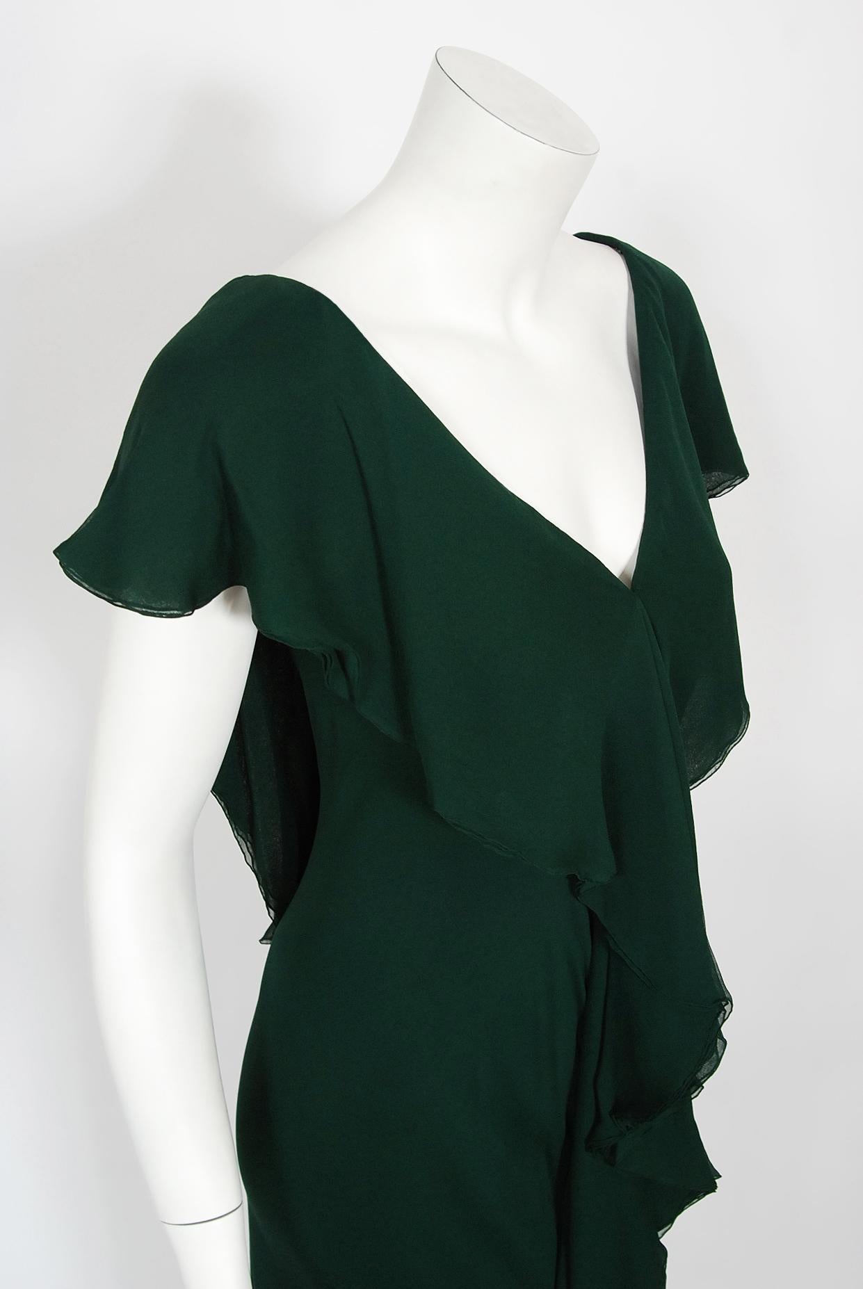 silk forest green dress