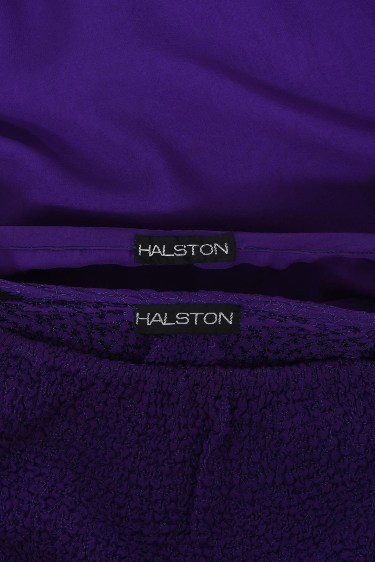 Vintage 1970's Halston Couture Purple Silk Strapless Tube-Top Maxi Dress Set 16