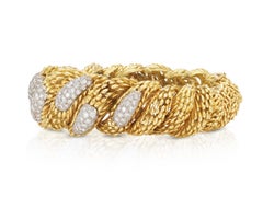 Vintage 1970s Hammerman Brothers Gold and Diamond Twist Bracelet