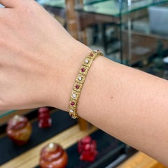 Vintage 1970's Hammerman Brothers Ruby and Diamond Bracelet 18k Yellow Gold